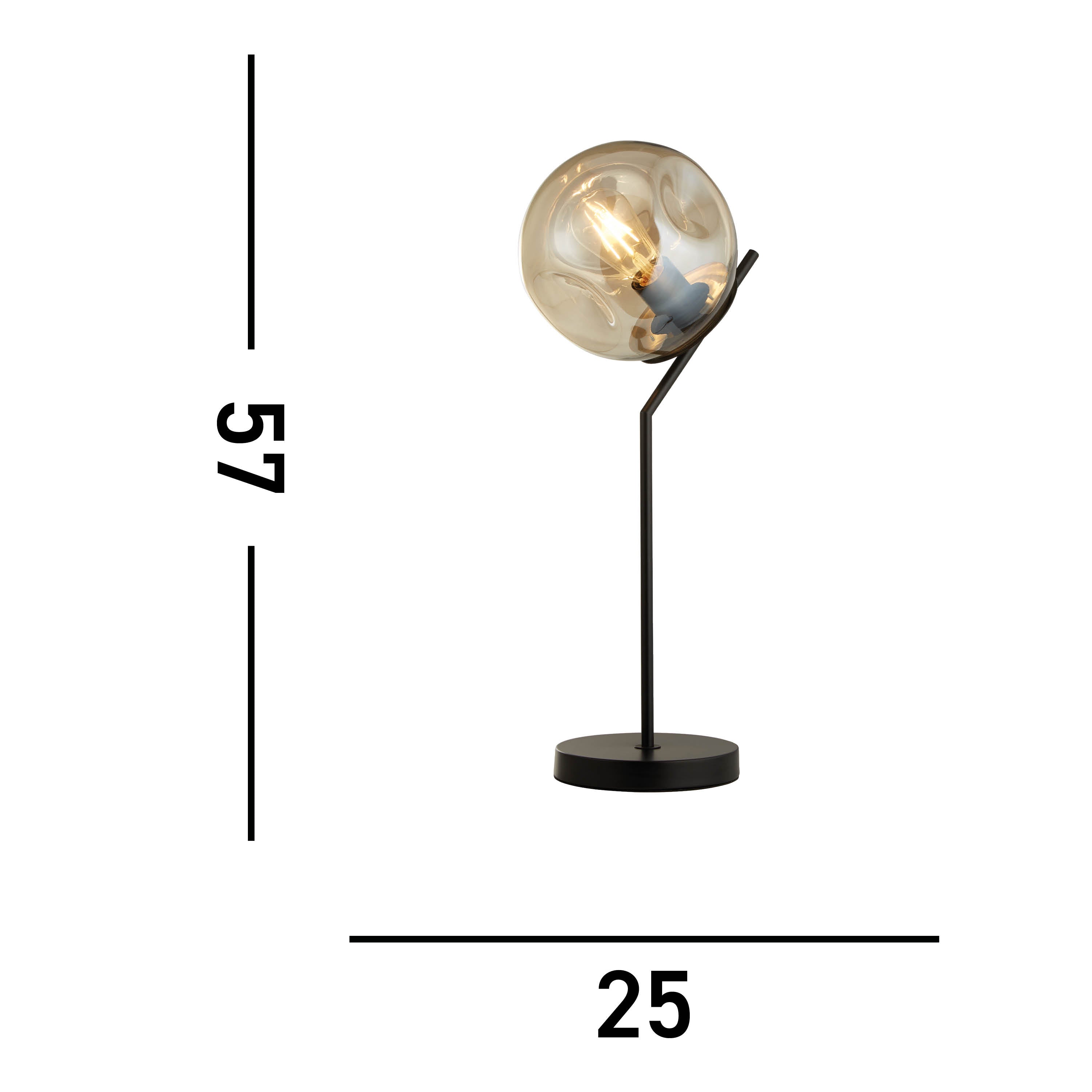 Searchlight Phoebe Table Lamp - Black Metal & Champagne Phoebeed Glass