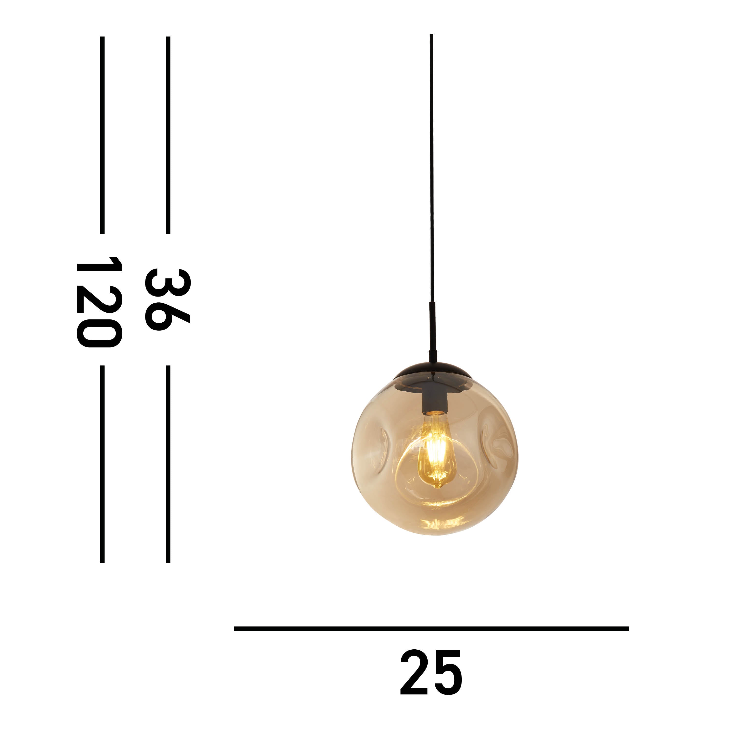 Searchlight Phoebe Pendant - Black Metal & Champagne Phoebeed Glass