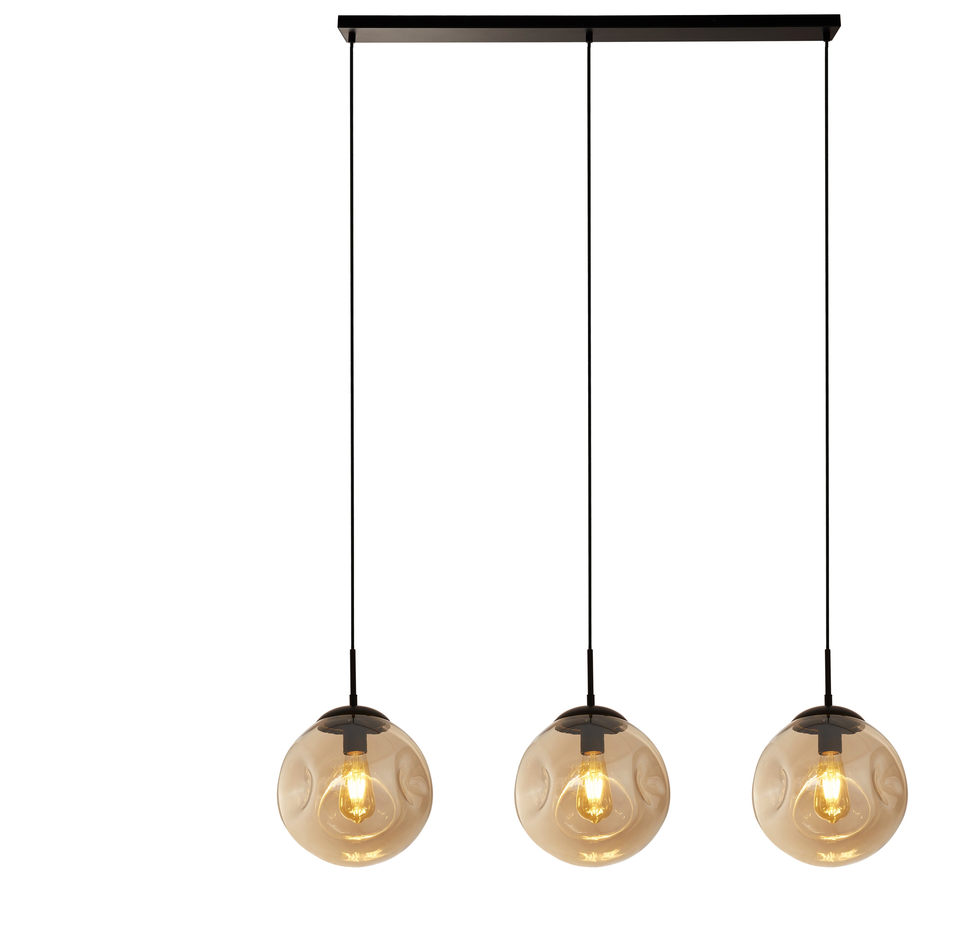 Searchlight Phoebe 3 Light Bar Pendant - Black Metal & Champagne Phoebeed Glass