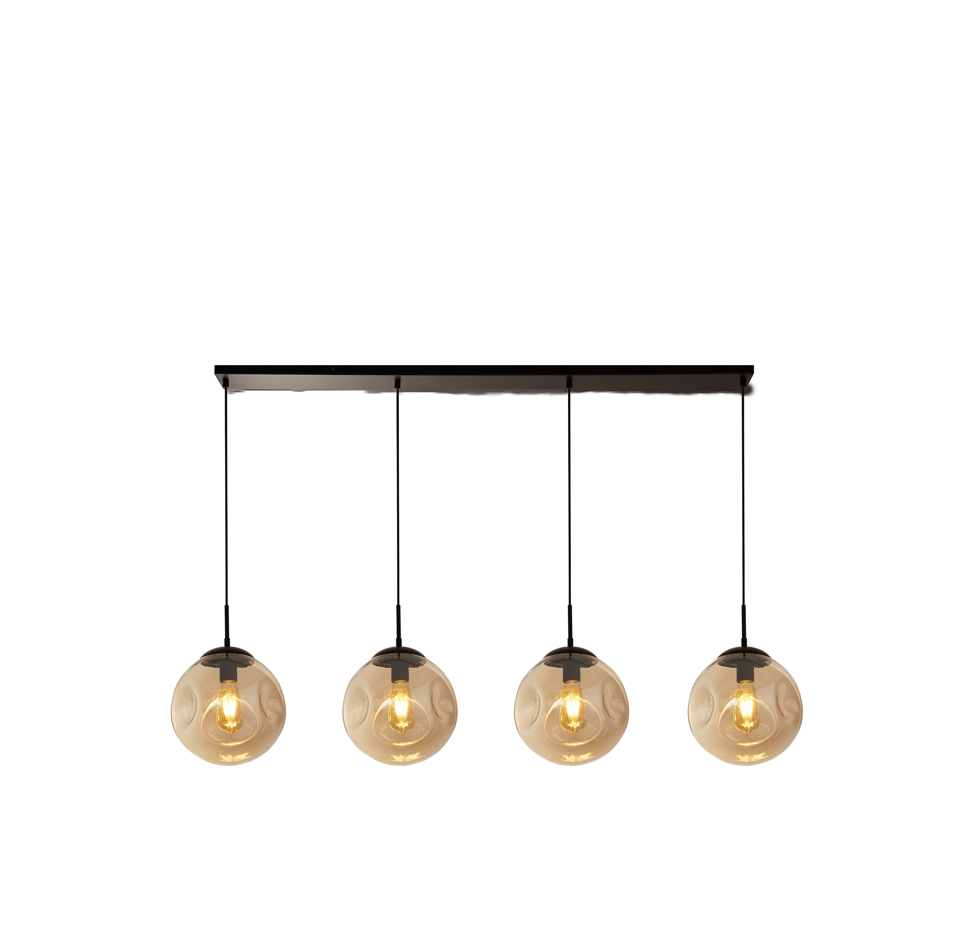 Searchlight Phoebe 4 Light Bar Pendant - Black Metal & Champagne Phoebeed Glass