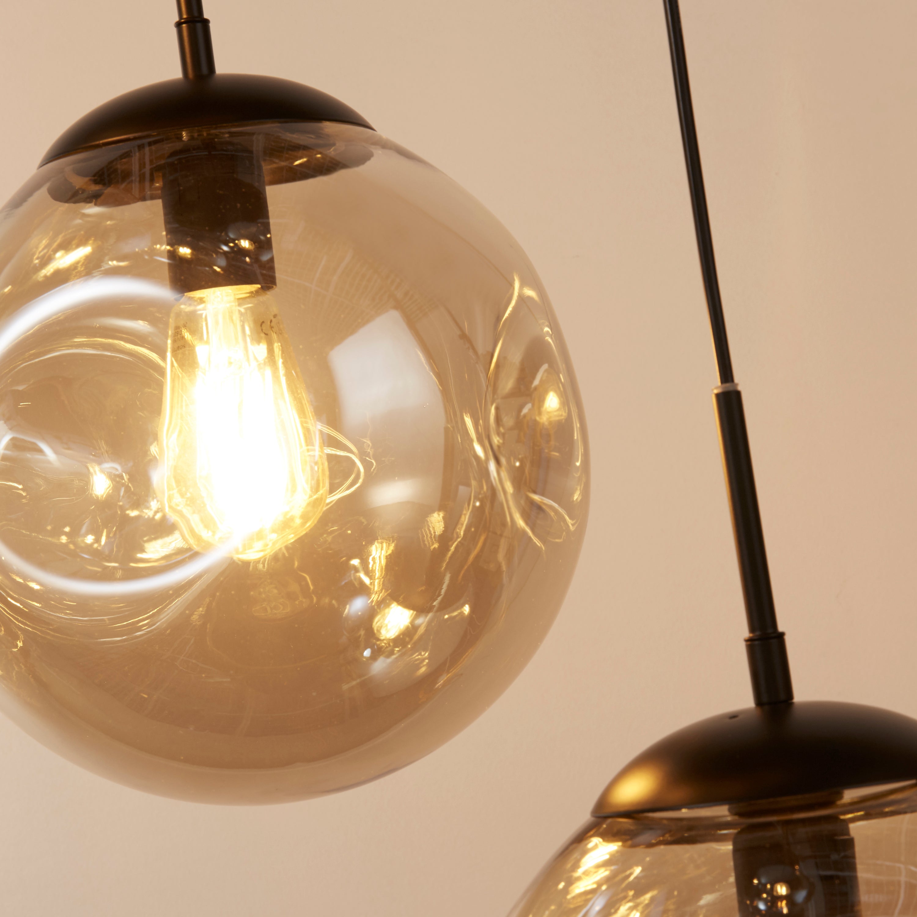 Searchlight Phoebe 5 Light Multi-Drop - Black Metal & Champagne Punched Glass