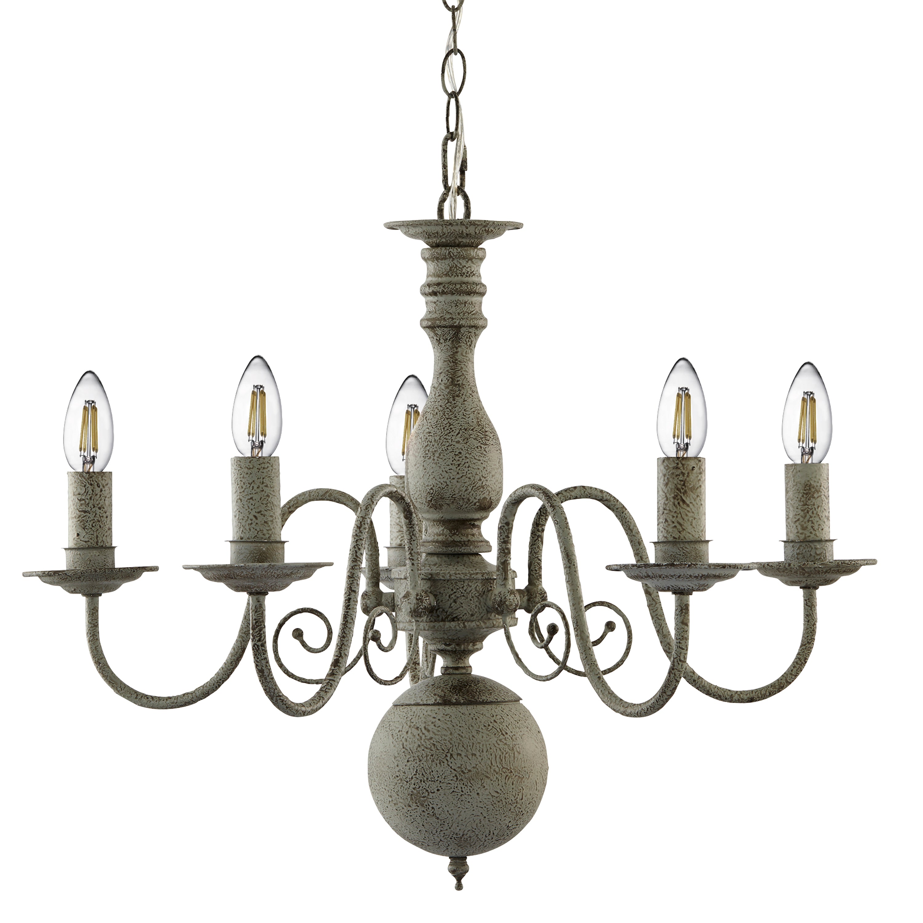 Searchlight Gilman Steel 5 Light Fitting With Textured Grey Finish