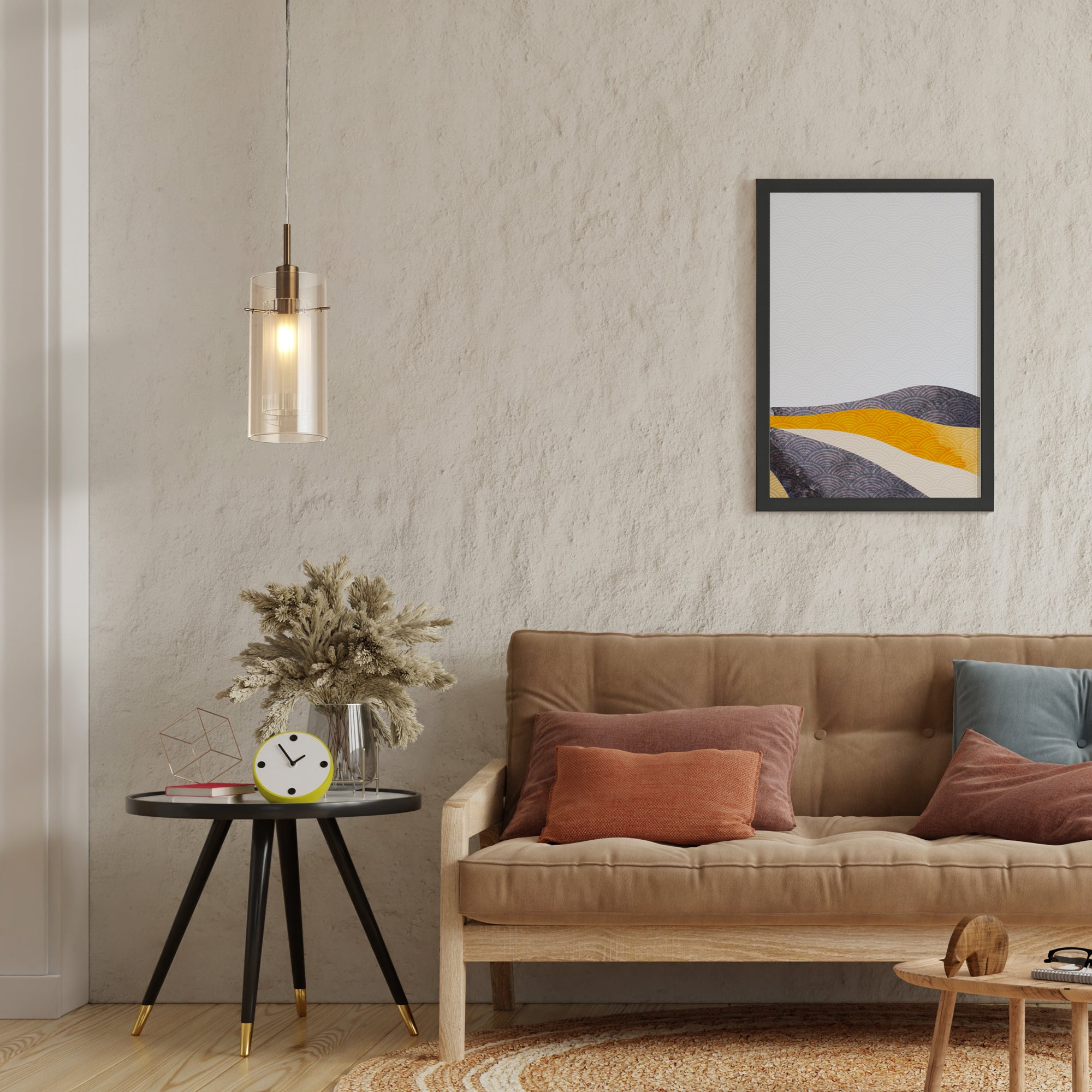 Searchlight Dawson III Pendant - Bronze Metal & Champagne Glass