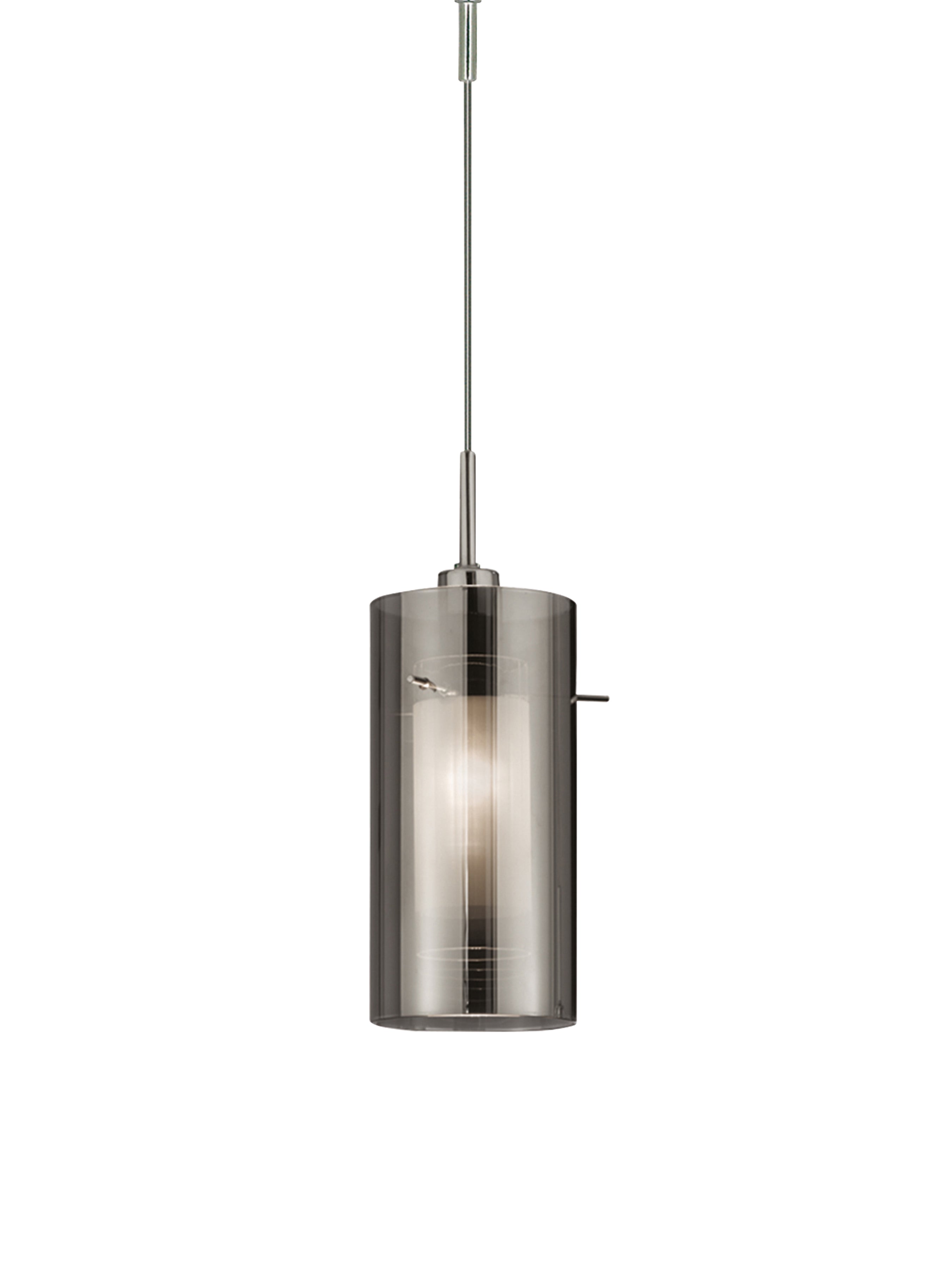 Searchlight Dawson 2 Chrome Pendant Light With Smoked Glass Cylinder Shade