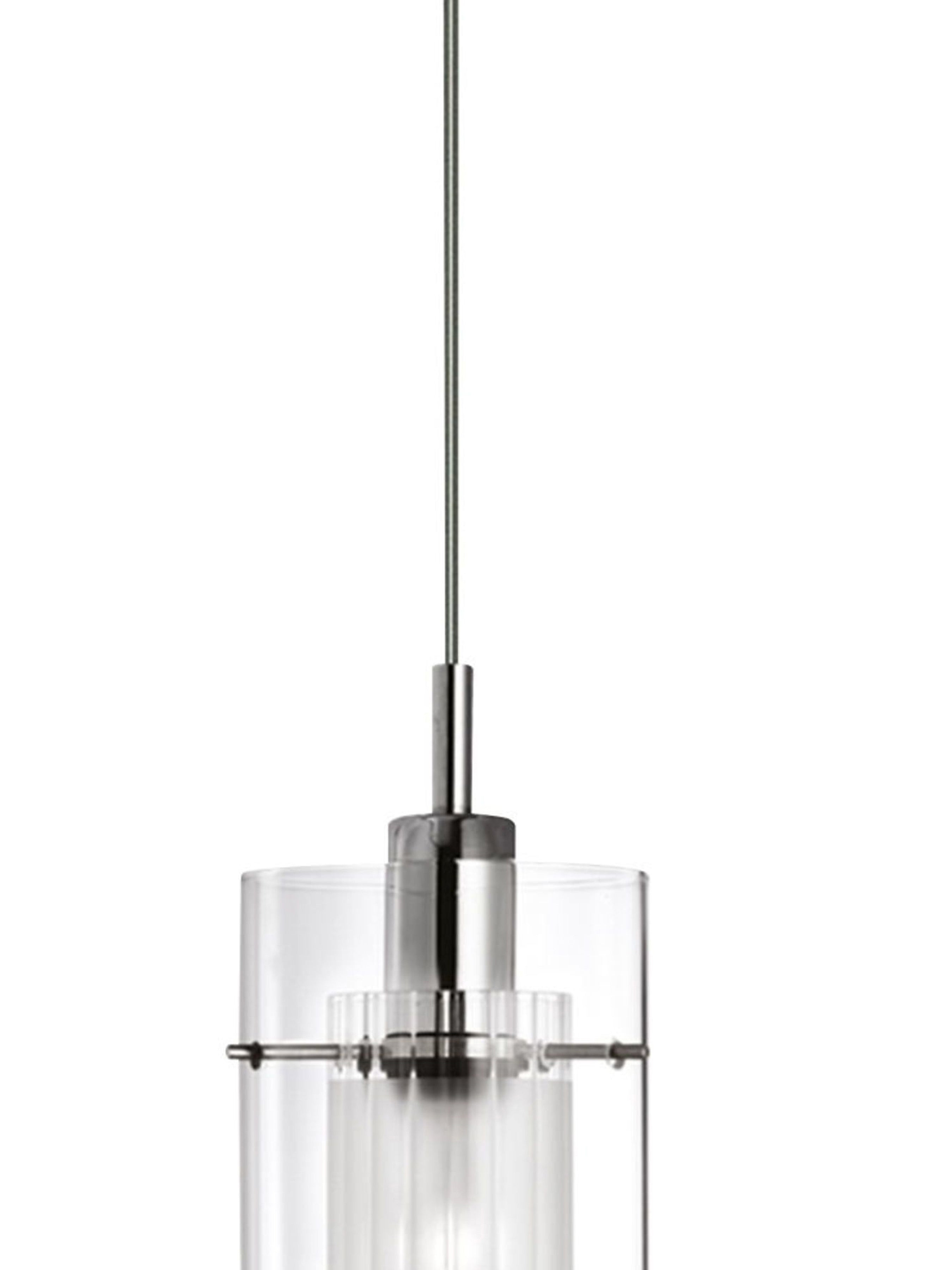 Searchlight Dawson 1 Chrome Pendant Light With Double Glass Cylinder Shade