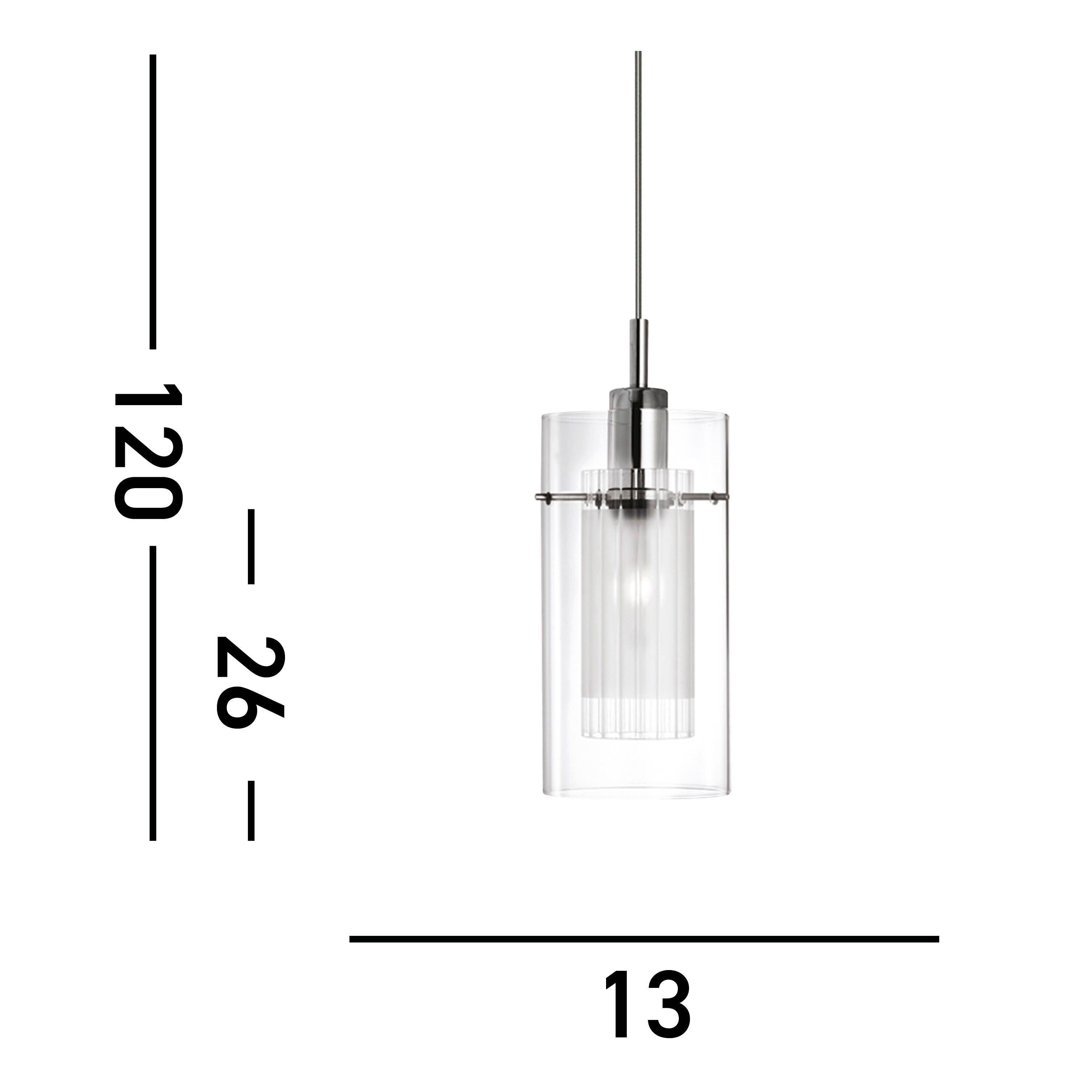 Searchlight Dawson 1 Chrome Pendant Light With Double Glass Cylinder Shade