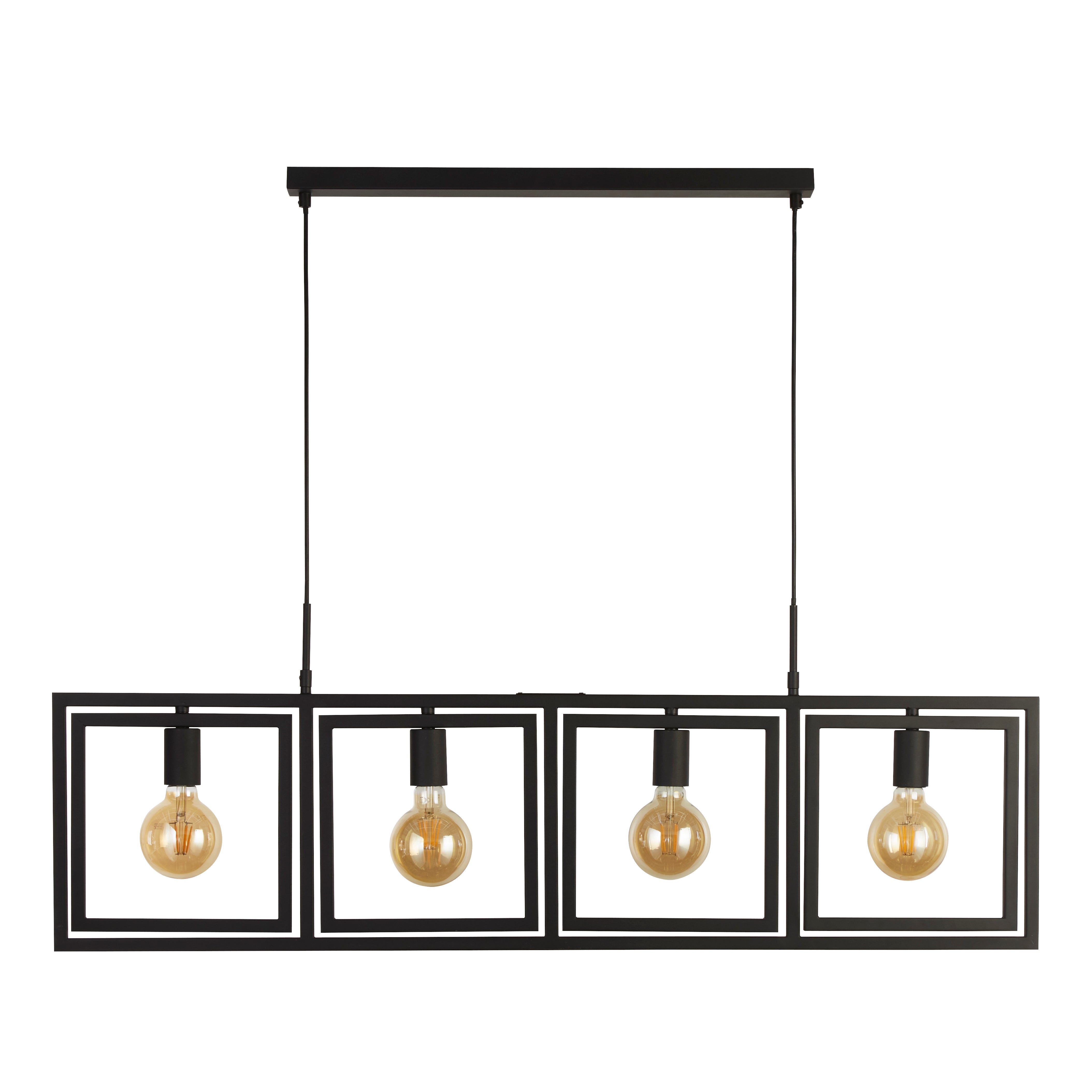 Searchlight Pickwick 4 Light Pendant - Matt Black Metal