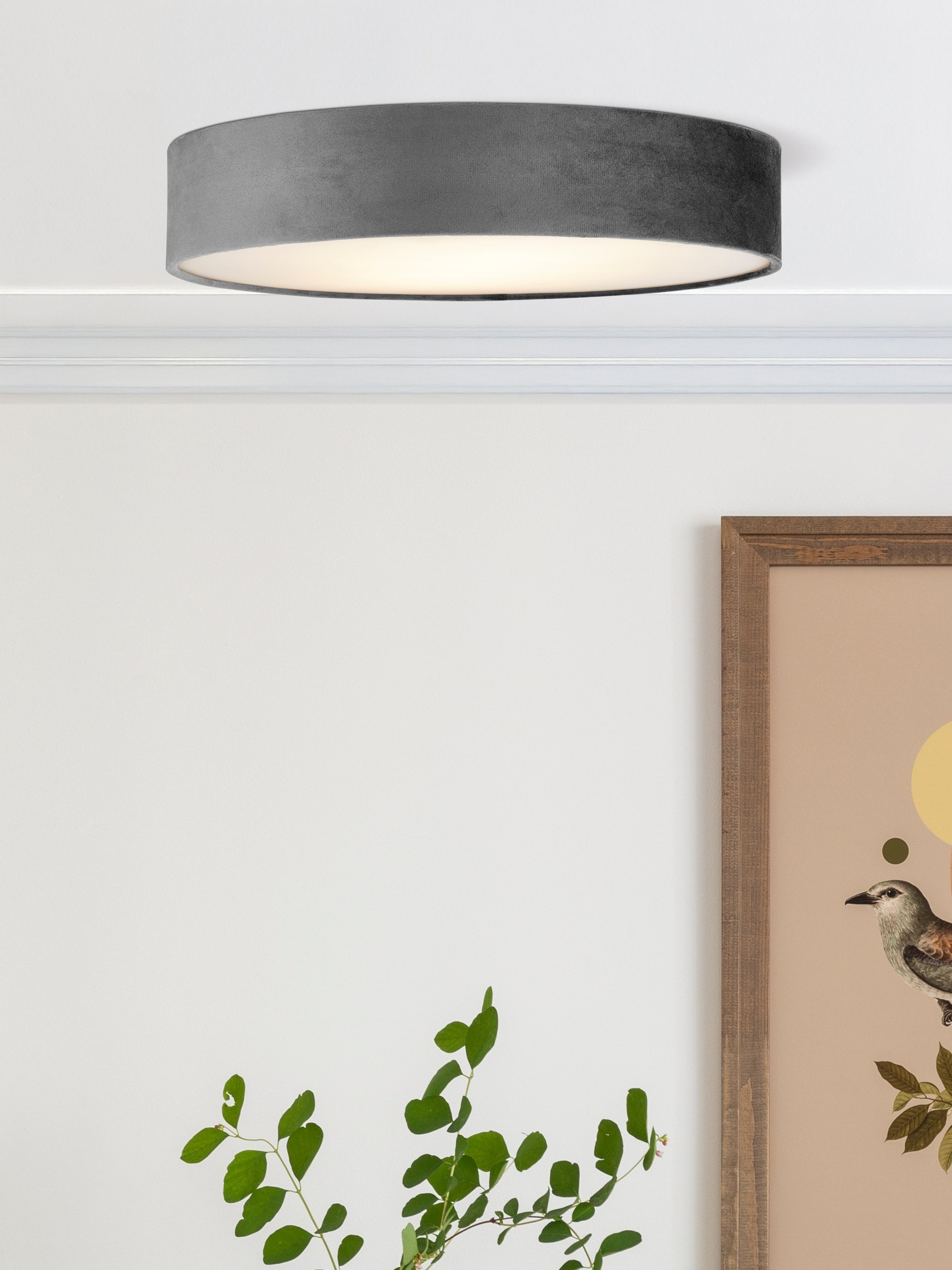 Searchlight David 3 Light Flush - Grey Velvet