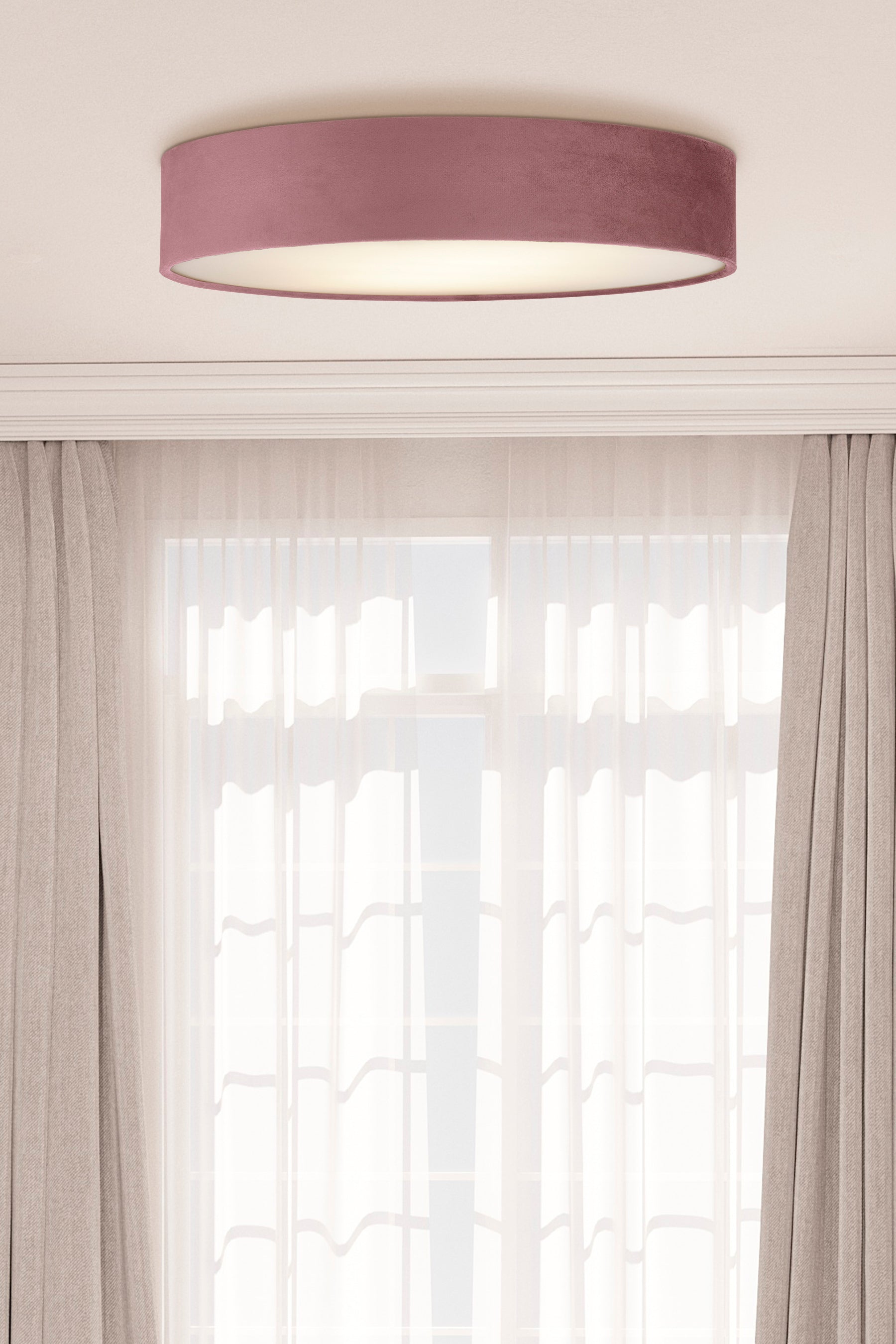 Searchlight David 3 Light Flush - Pink Velvet