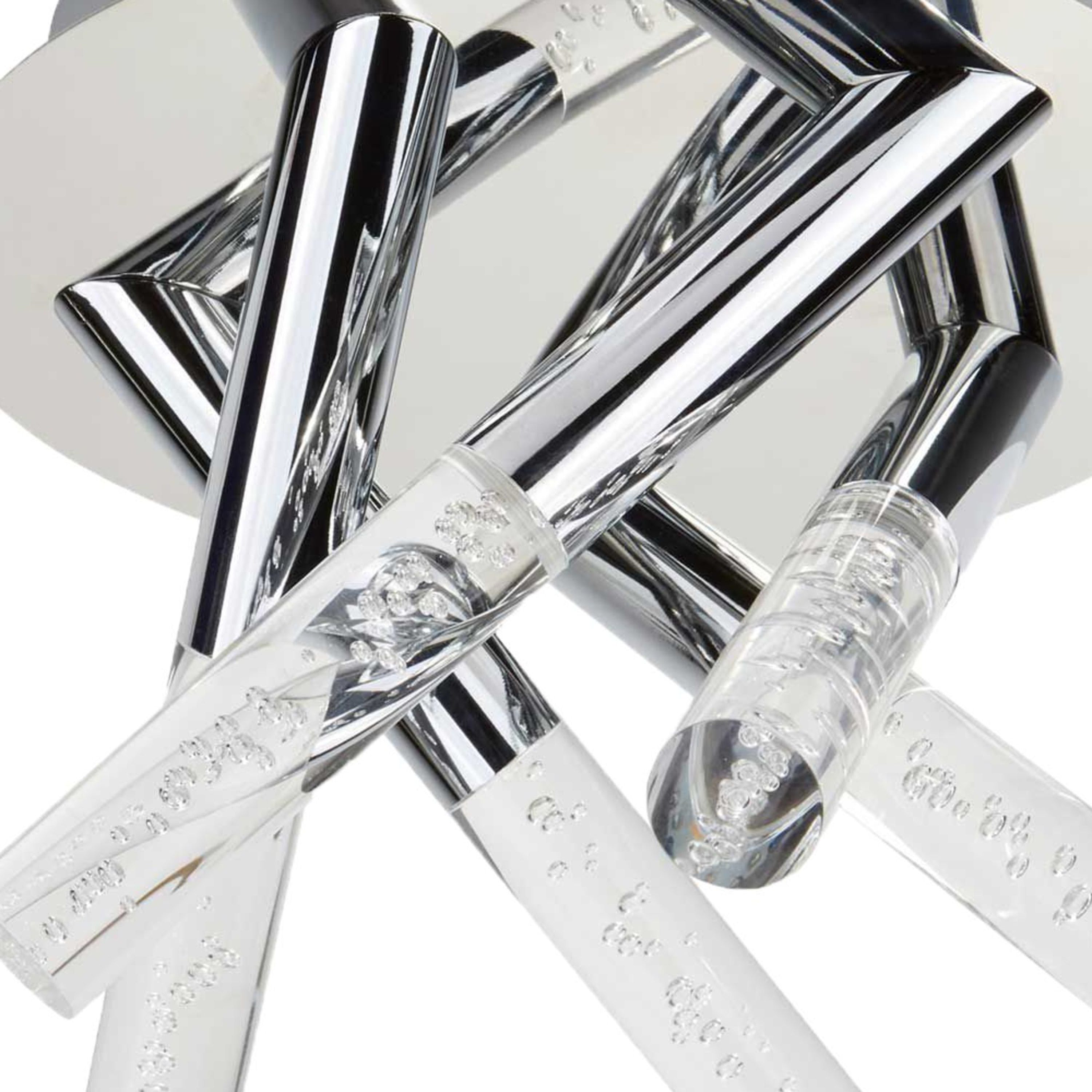 Searchlight Brookhill 5 Light Bathroom Ceiling Flush Fitting, Bubbled Acrylic & Chrome Rods IP44