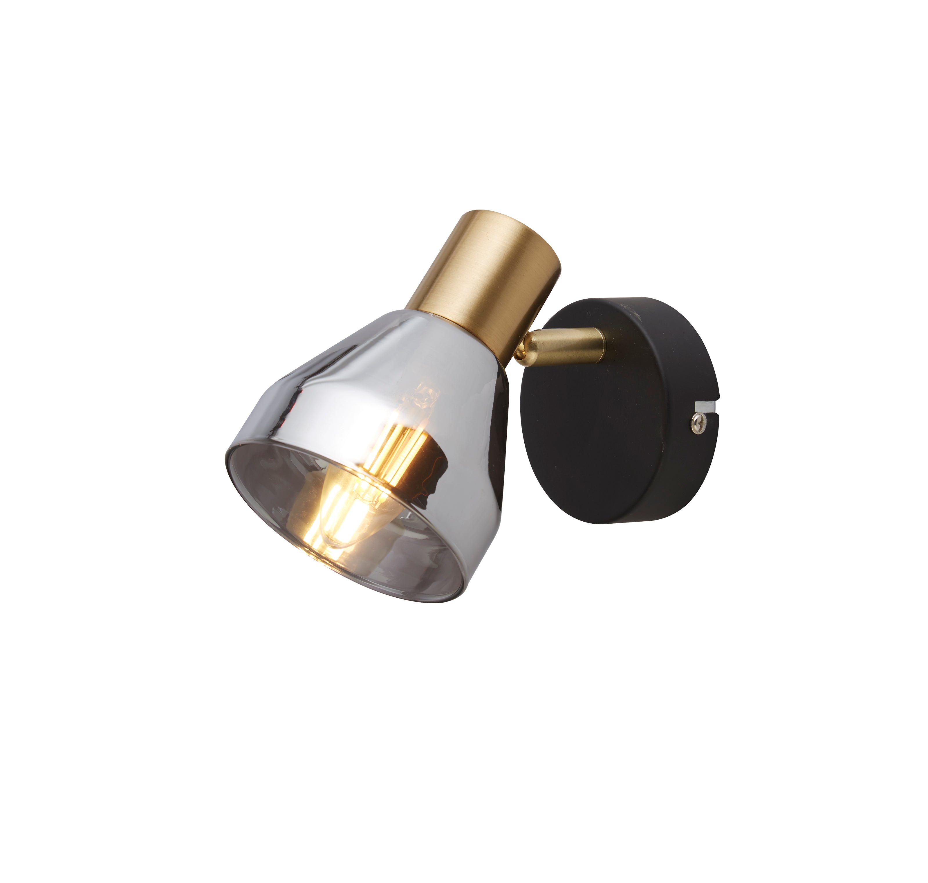 Searchlight Westfield Spotlight - Black, Satin Brass & Smoked Glass