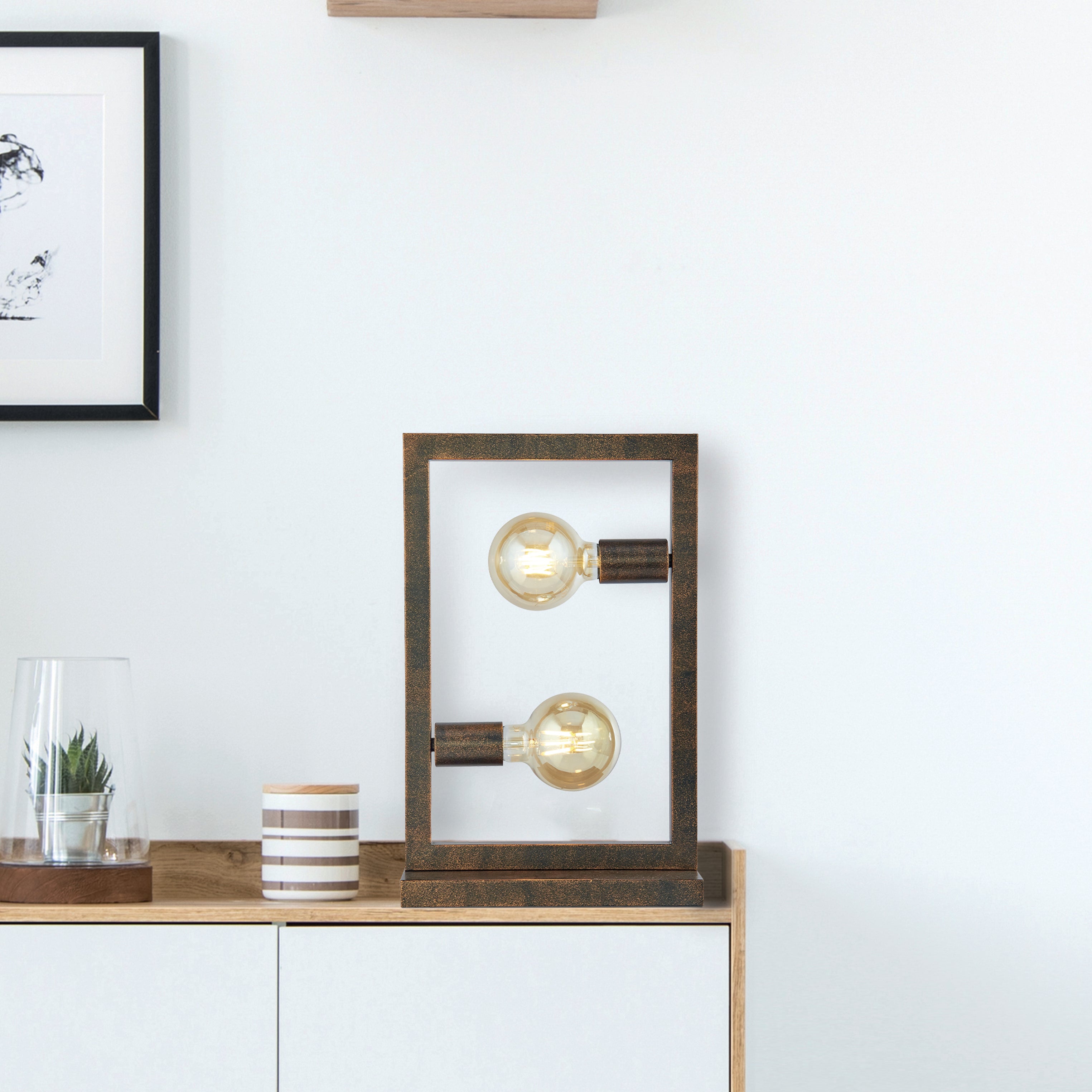 Searchlight Oakes 2 Light Table Lamp - Rustic Brown