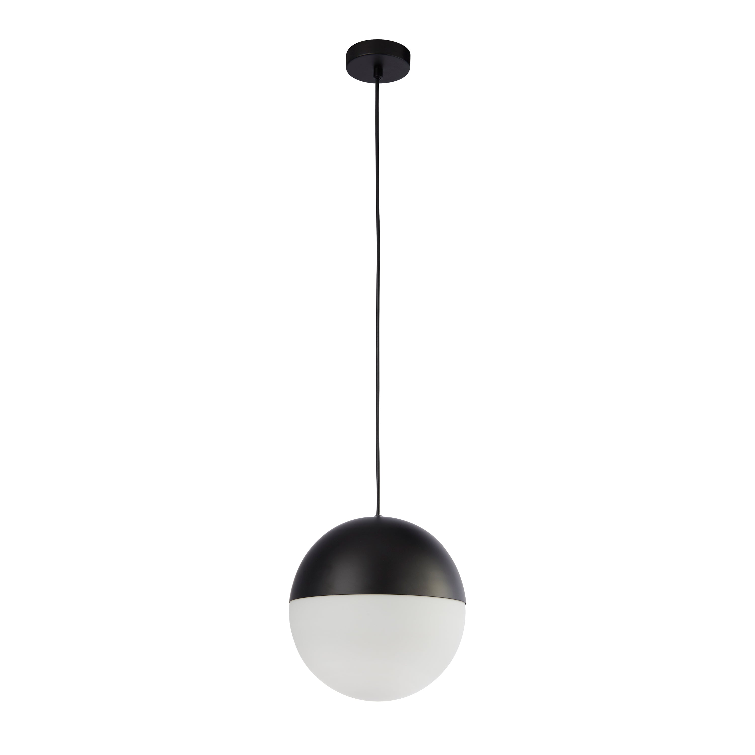 Searchlight Edmond Ceiling Pendant - Matt Black & Opal Glass