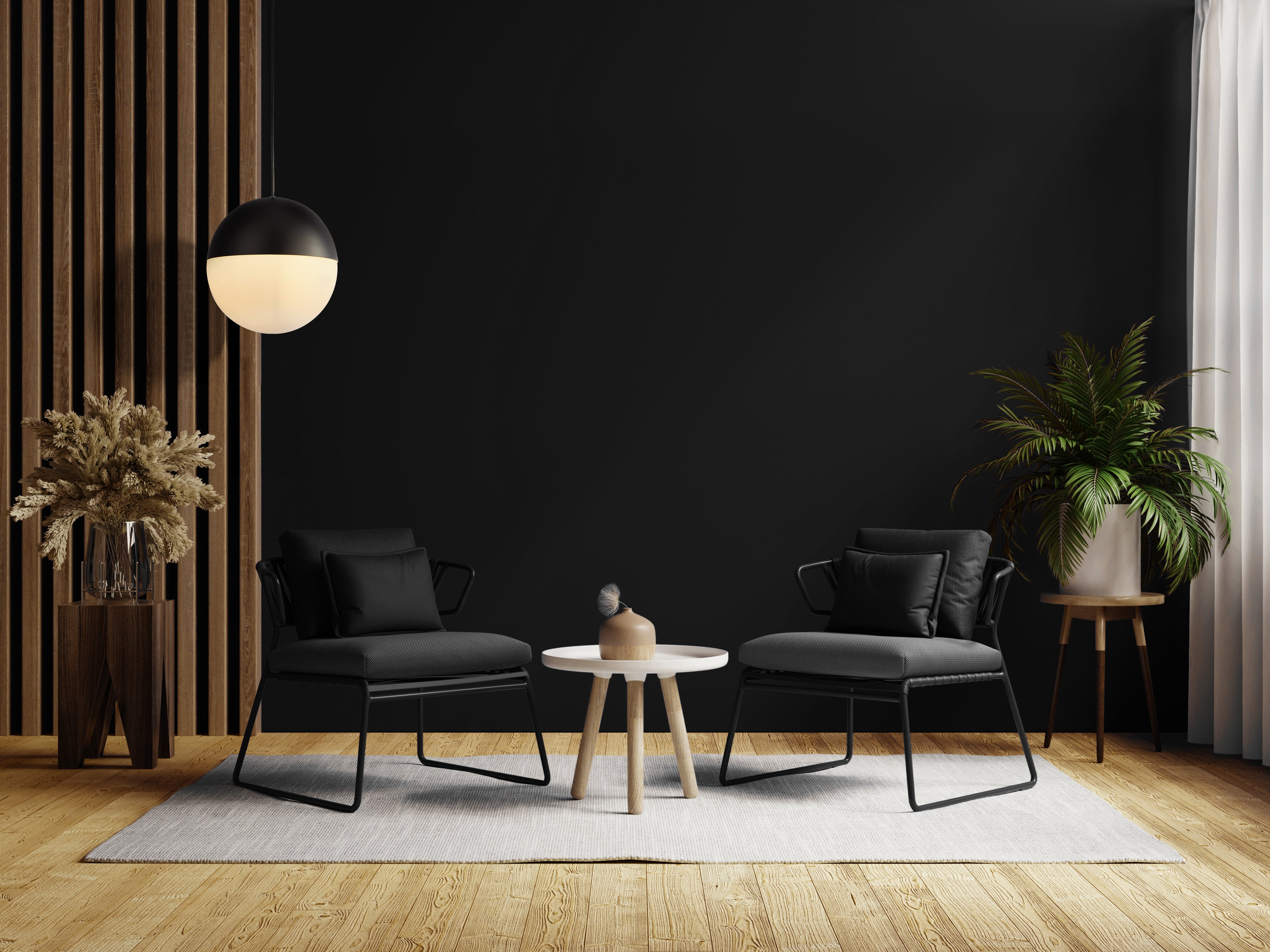 Searchlight Edmond Ceiling Pendant - Matt Black & Opal Glass