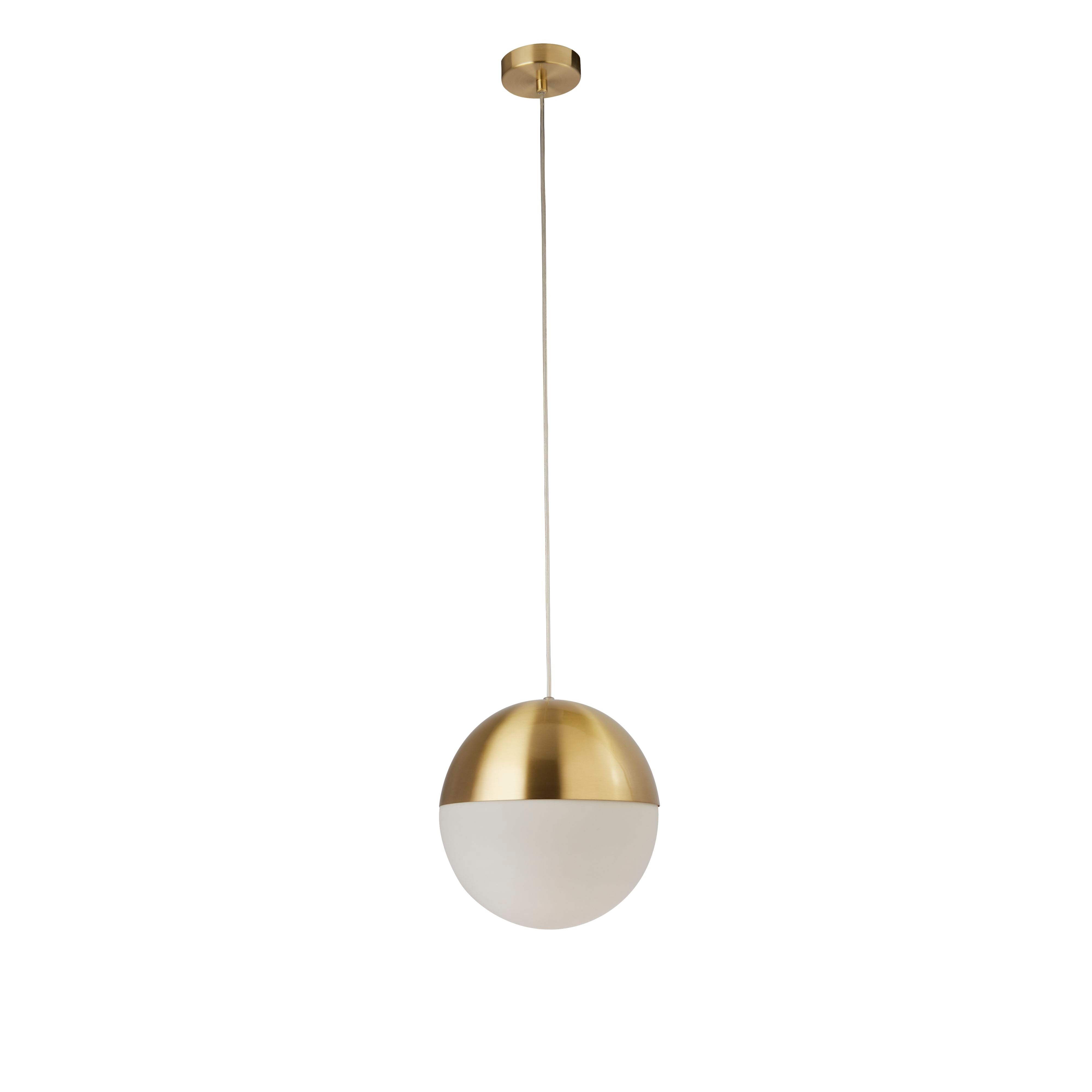 Searchlight Edmond Ceiling Pendant - Satin Brass & Opal Glass