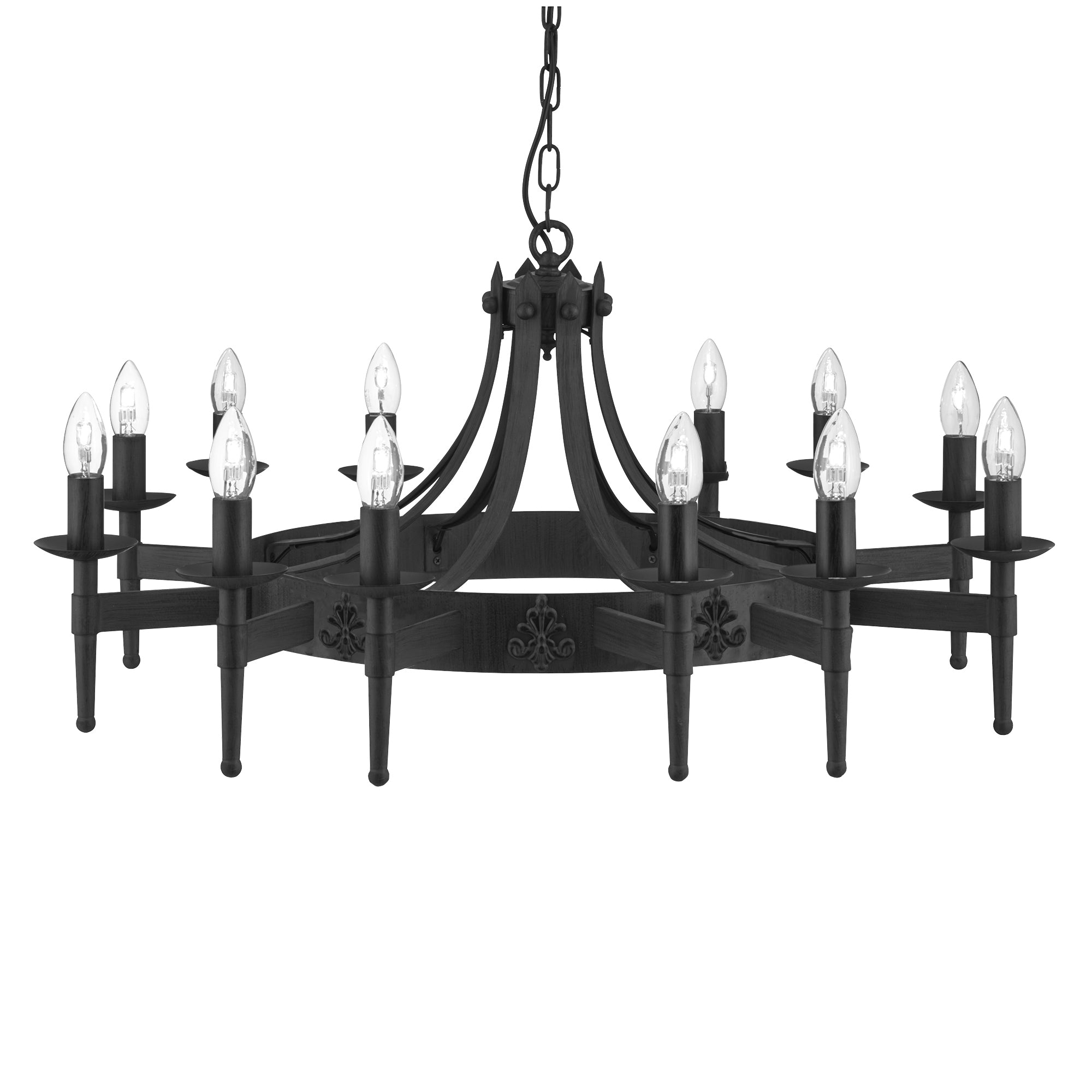 Searchlight Cadogan II 12 Light Ceiling Pendant - Wrought Iron Black