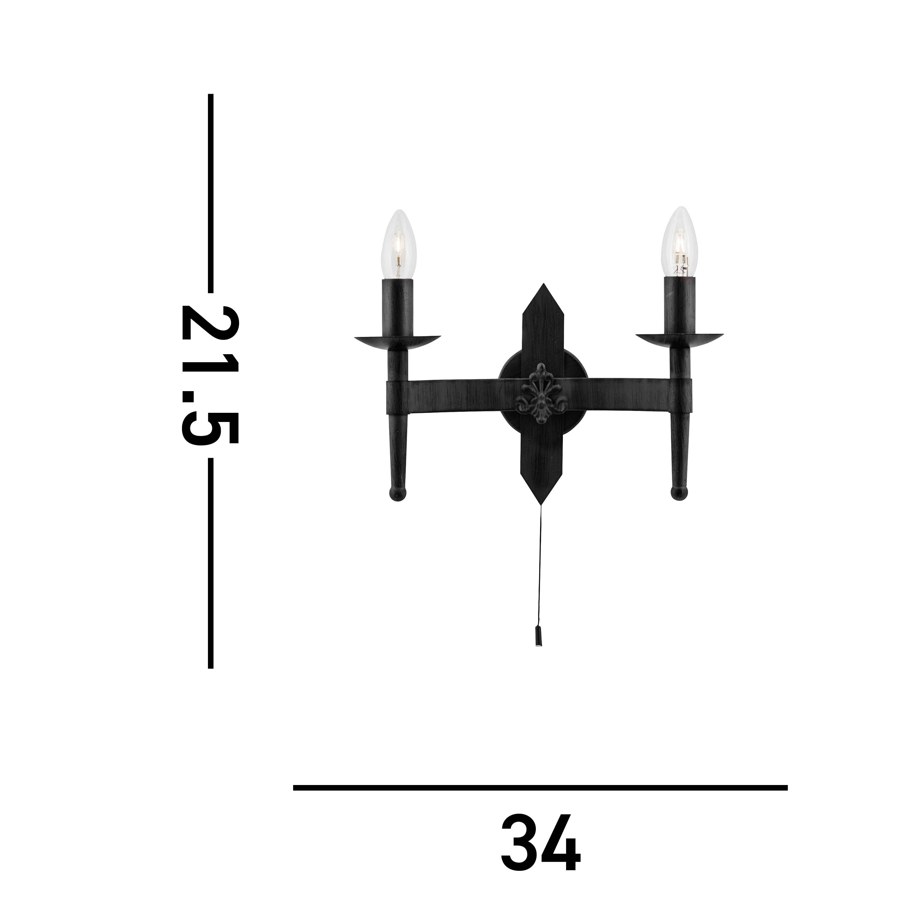 Searchlight Cadogan - 2 Light Wall Bracket, Wrought Iron Black