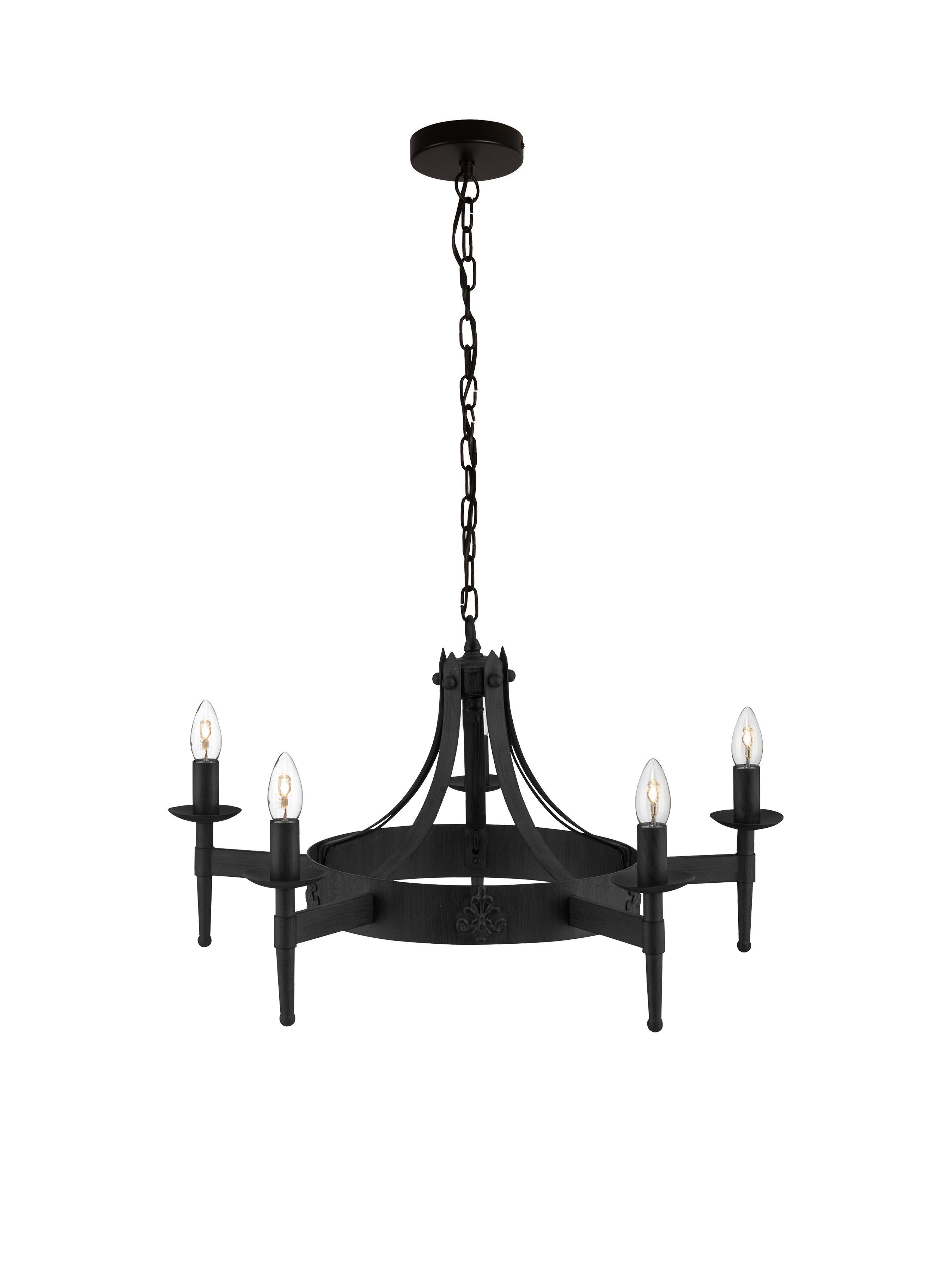 Searchlight Cadogan - 5 Light Ceiling Pendant, Wrought Iron Black