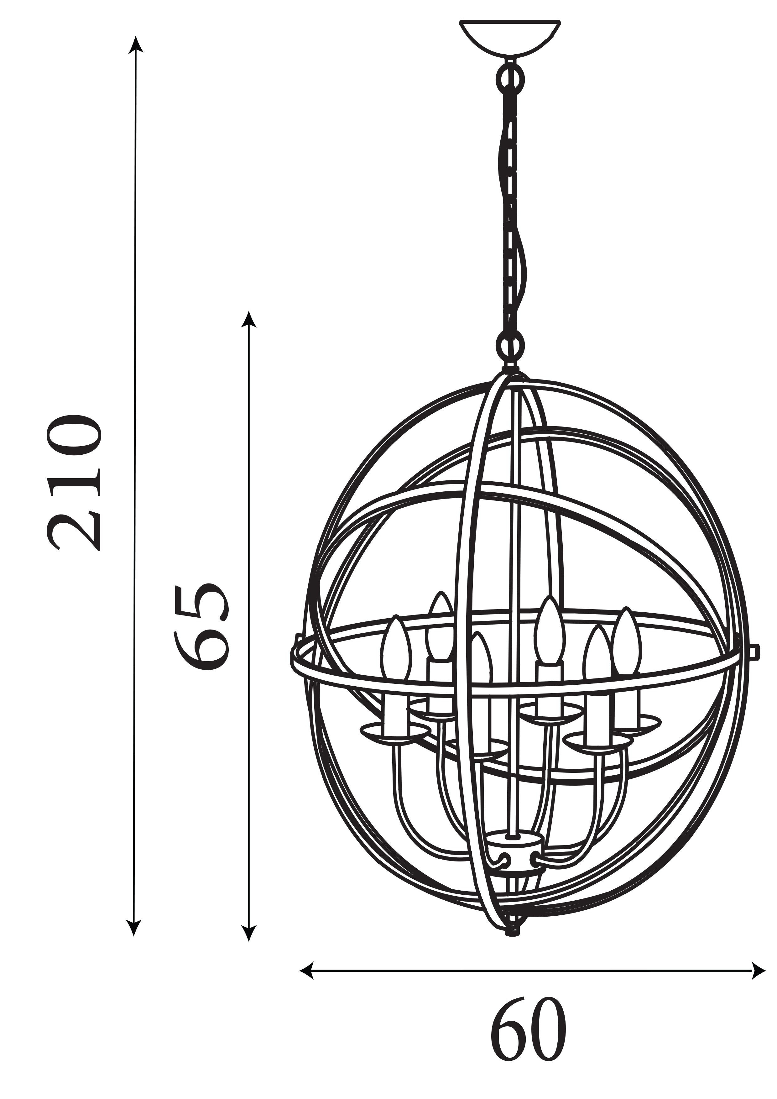 Searchlight Oliver 6 Light Cage Frame Orb Pendant, Satin Silver