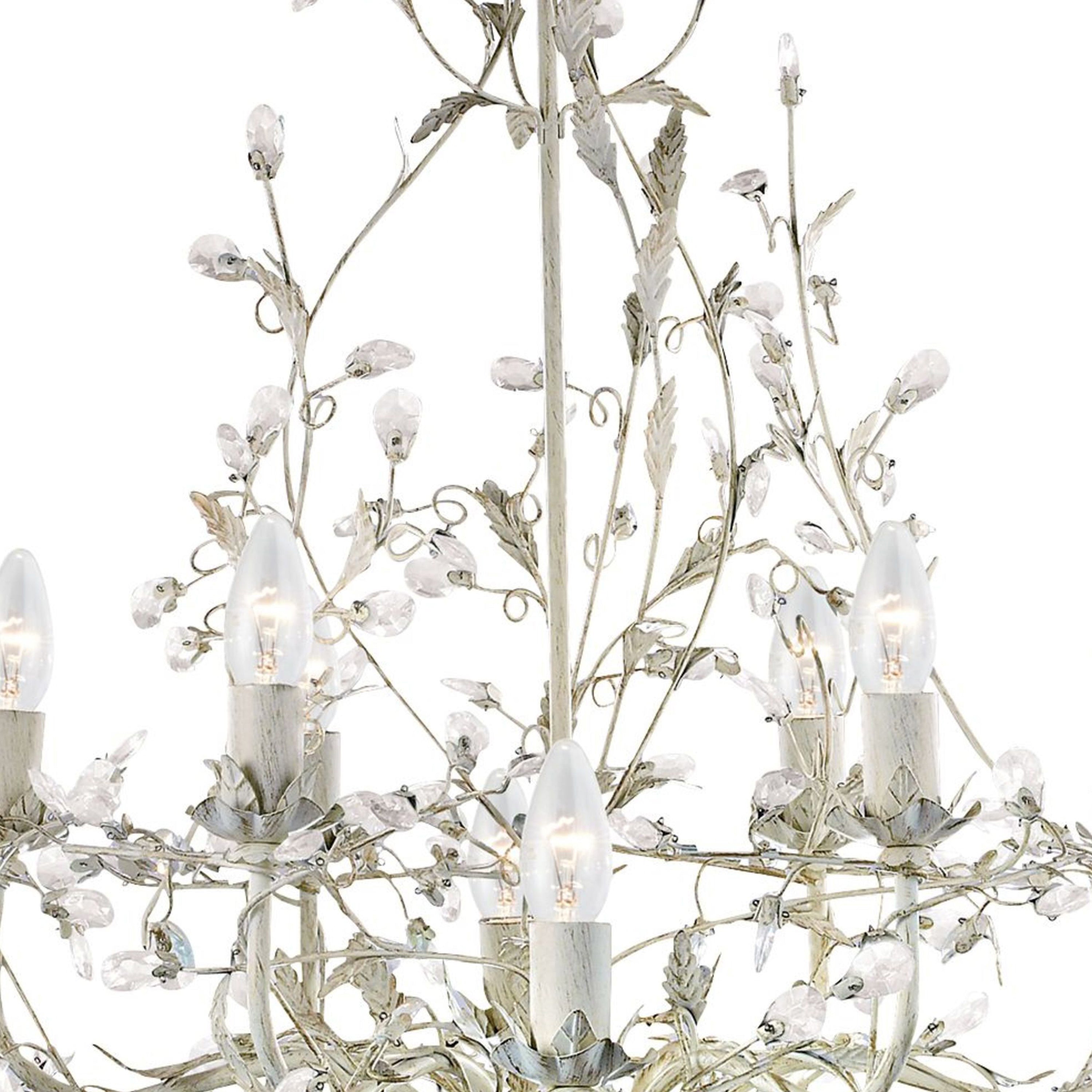 Searchlight Aikin 12 Light Chandelier - Cream, Gold & Glass