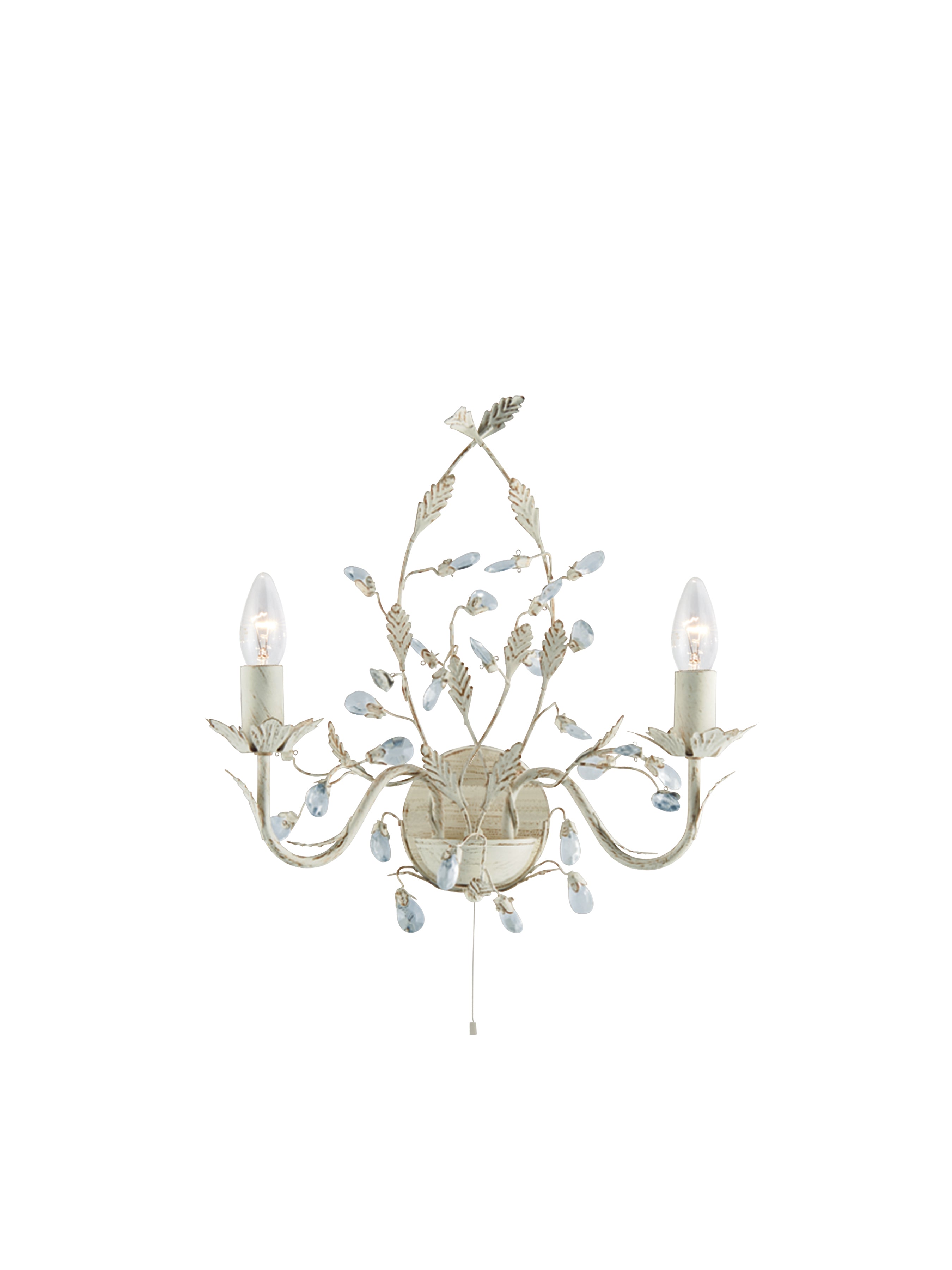 Searchlight Aikin Cream Gold Finish 2 Light Wall Bracket With Crystal Dressing