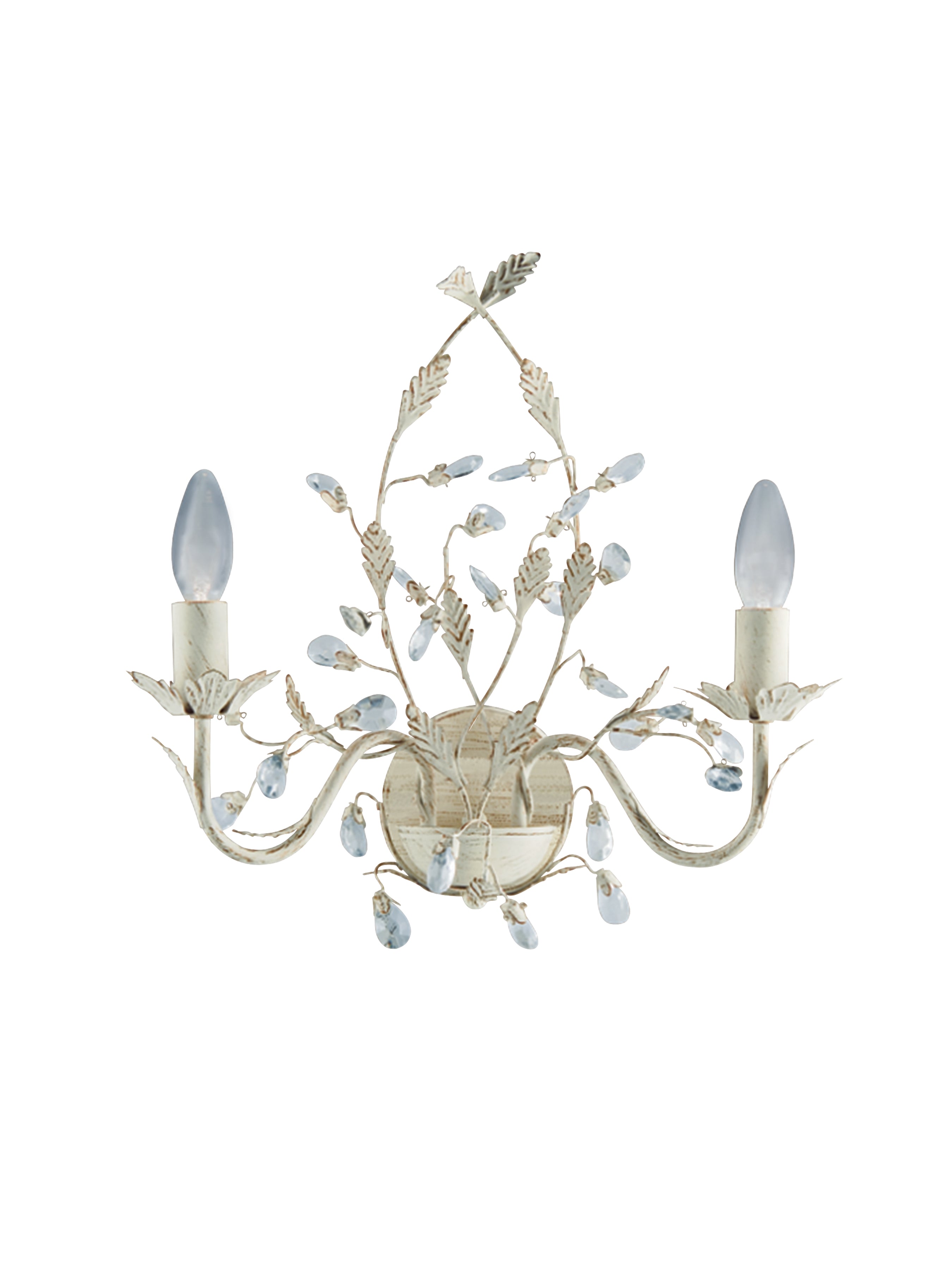 Searchlight Aikin Cream Gold Finish 2 Light Wall Bracket With Crystal Dressing