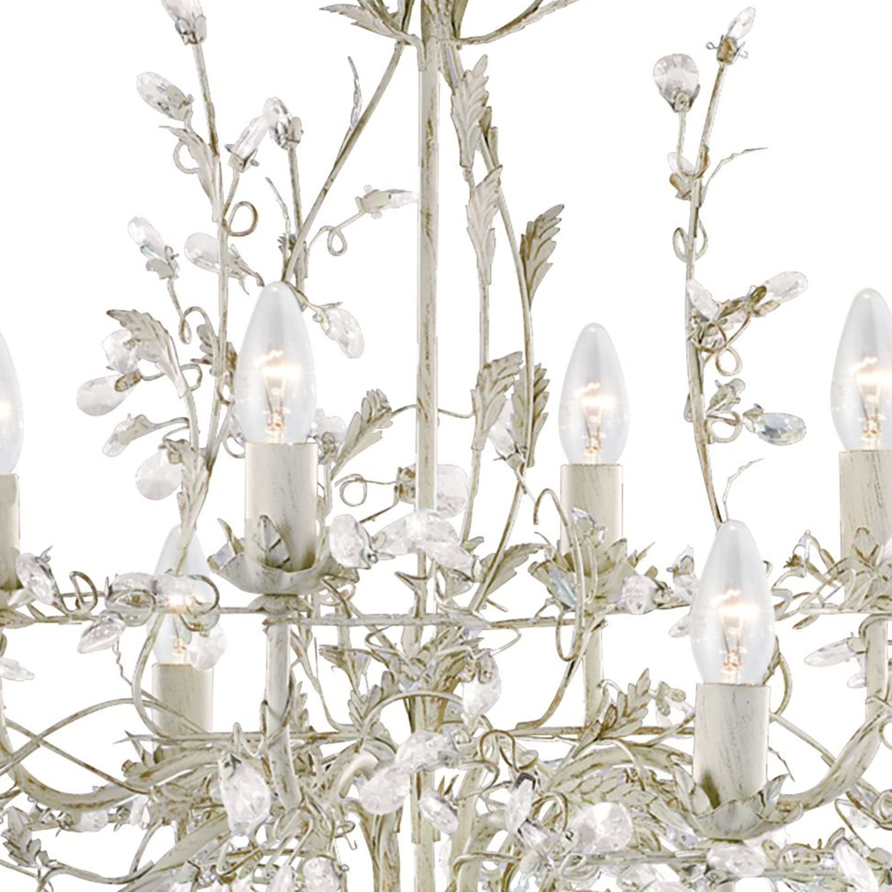 Searchlight Aikin 8 Light Chandelier - Cream, Gold & Glass
