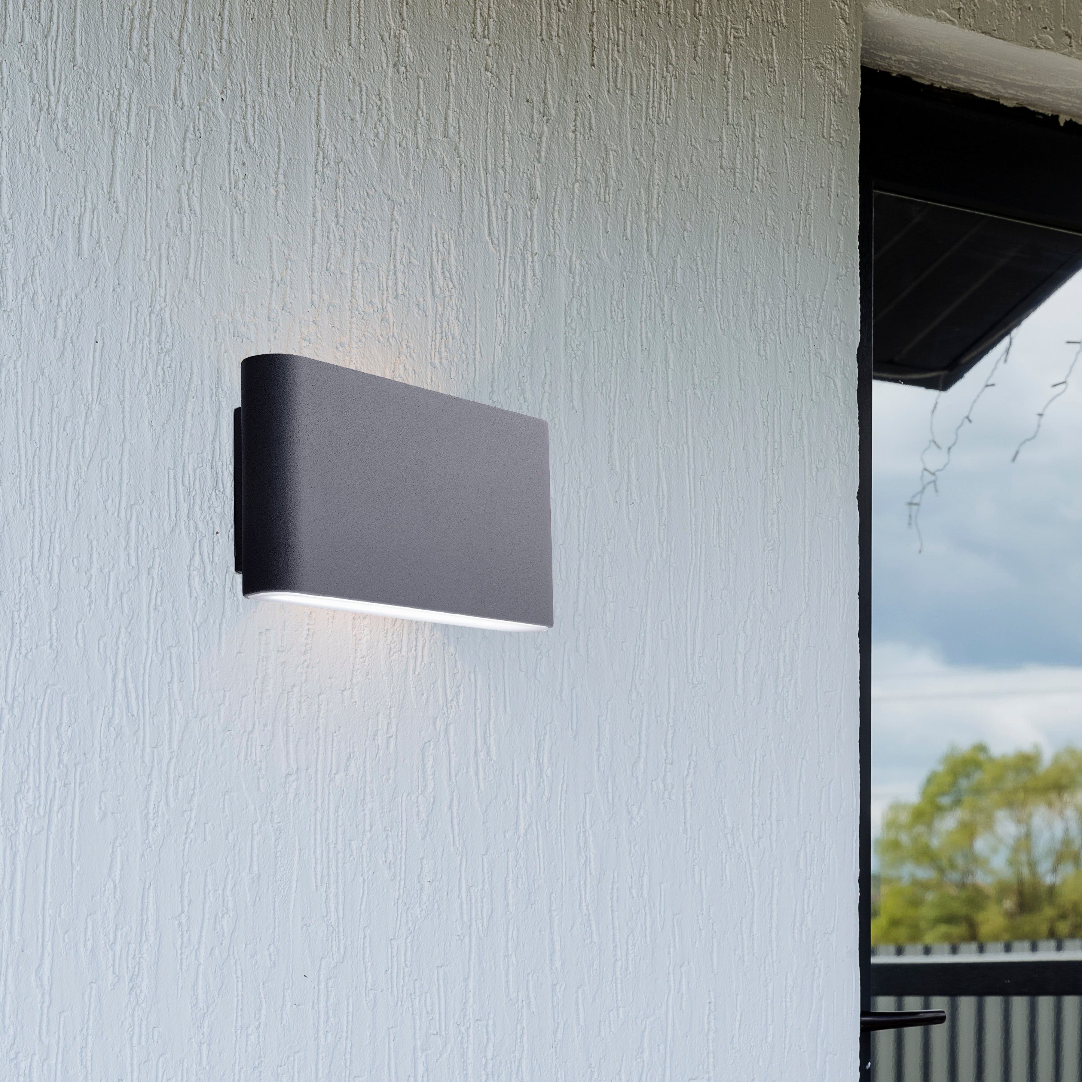Searchlight Marple LED Outdoor Wall Light - Grey & Frosted Diffuser - IP44