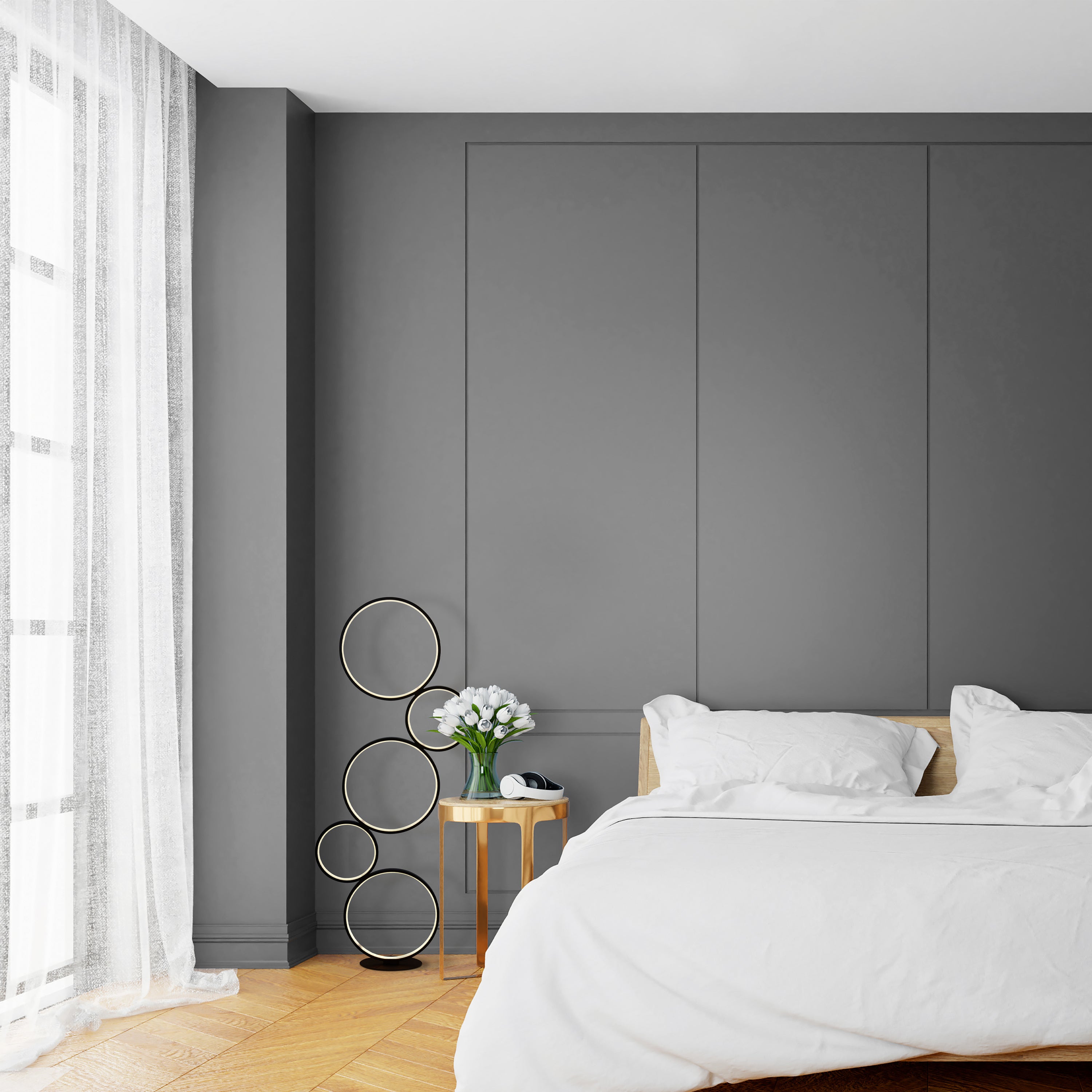 Searchlight Cantsfield 5 Light LED Ring Floor Lamp - Matt Black