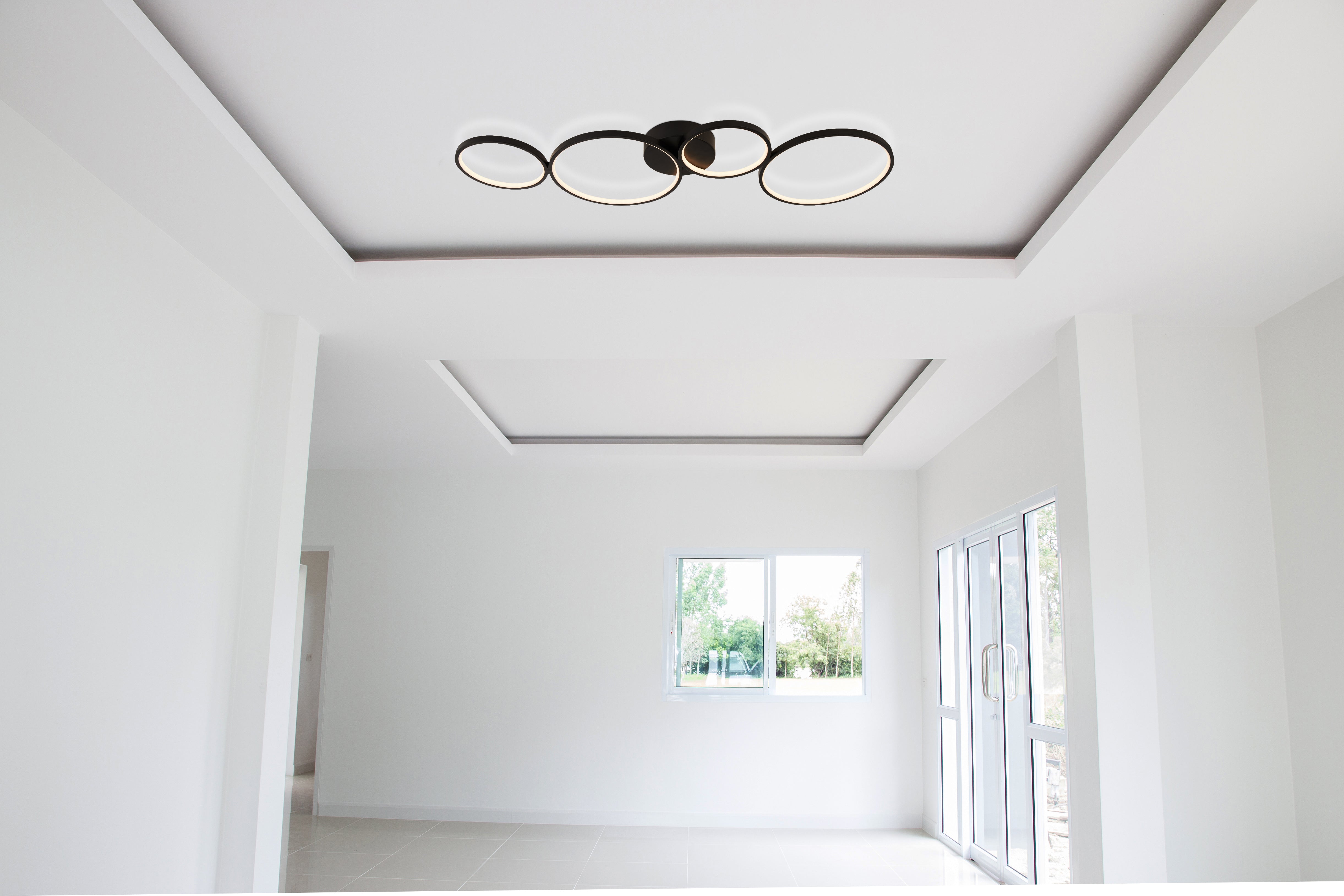 Searchlight Cantsfield 4 Light LED Ring Flush Ceiling Light - Matt Black