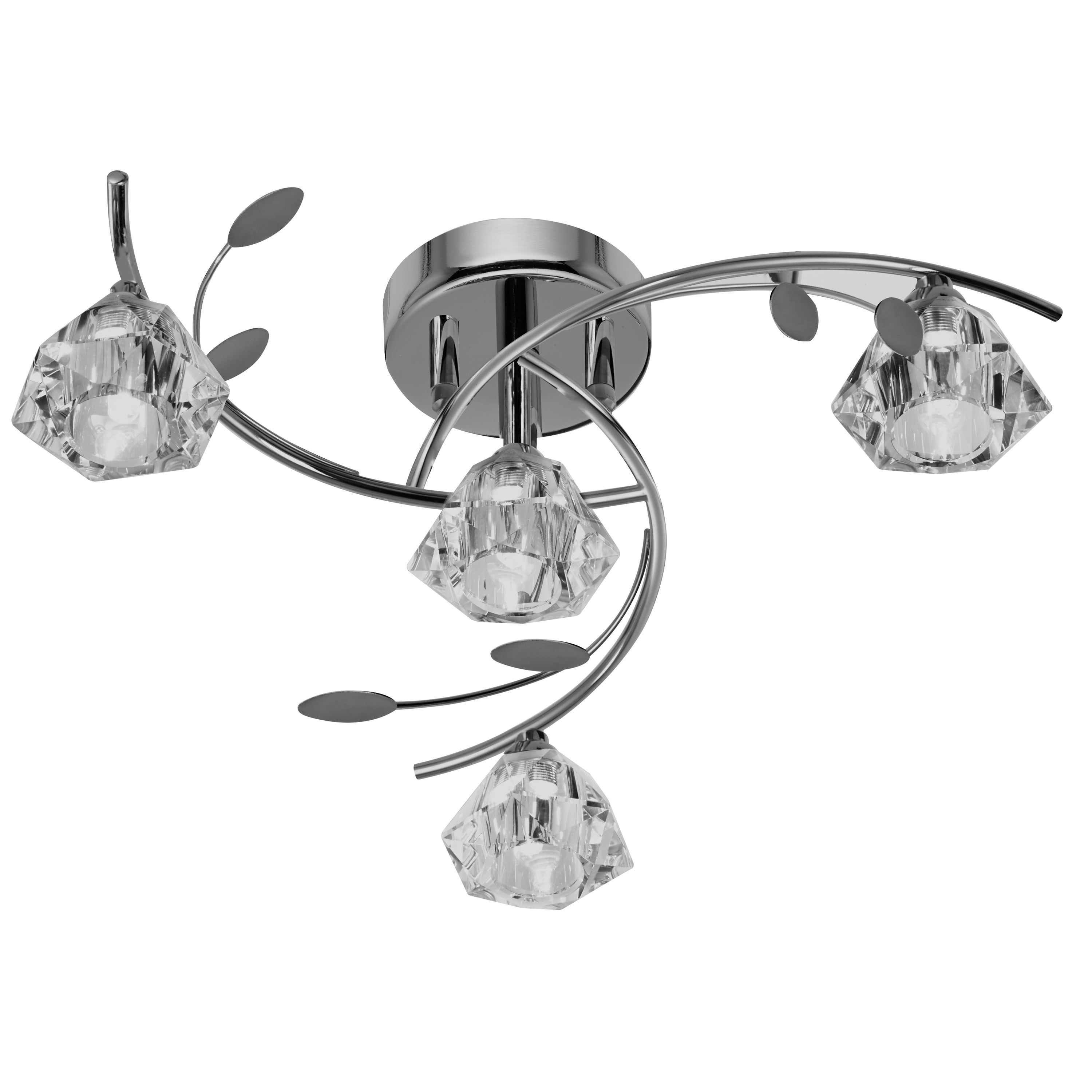 Searchlight Shotwick - 4 Light Semi-Flush Fitting, Chrome, Clear Glass