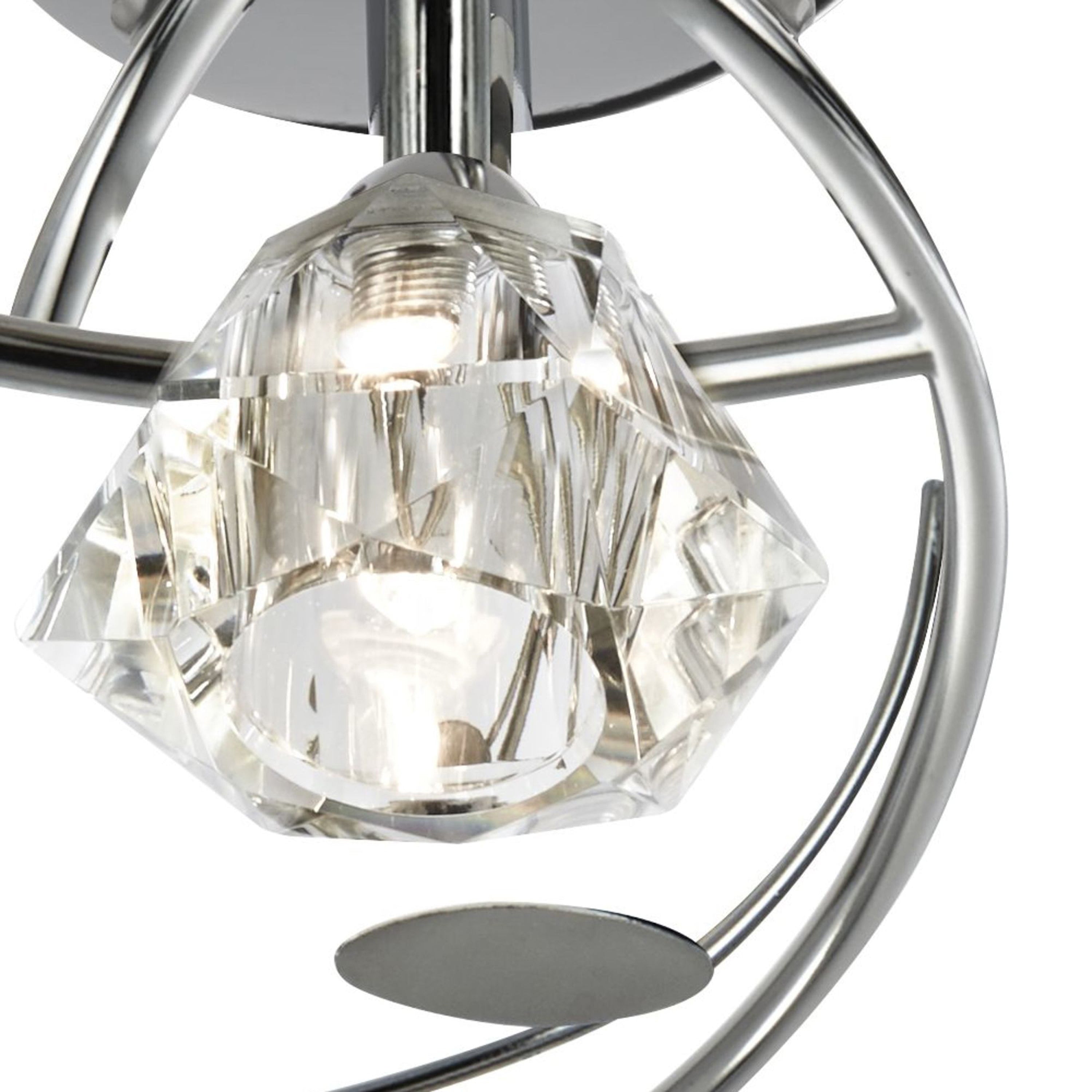 Searchlight Shotwick - 4 Light Semi-Flush Fitting, Chrome, Clear Glass