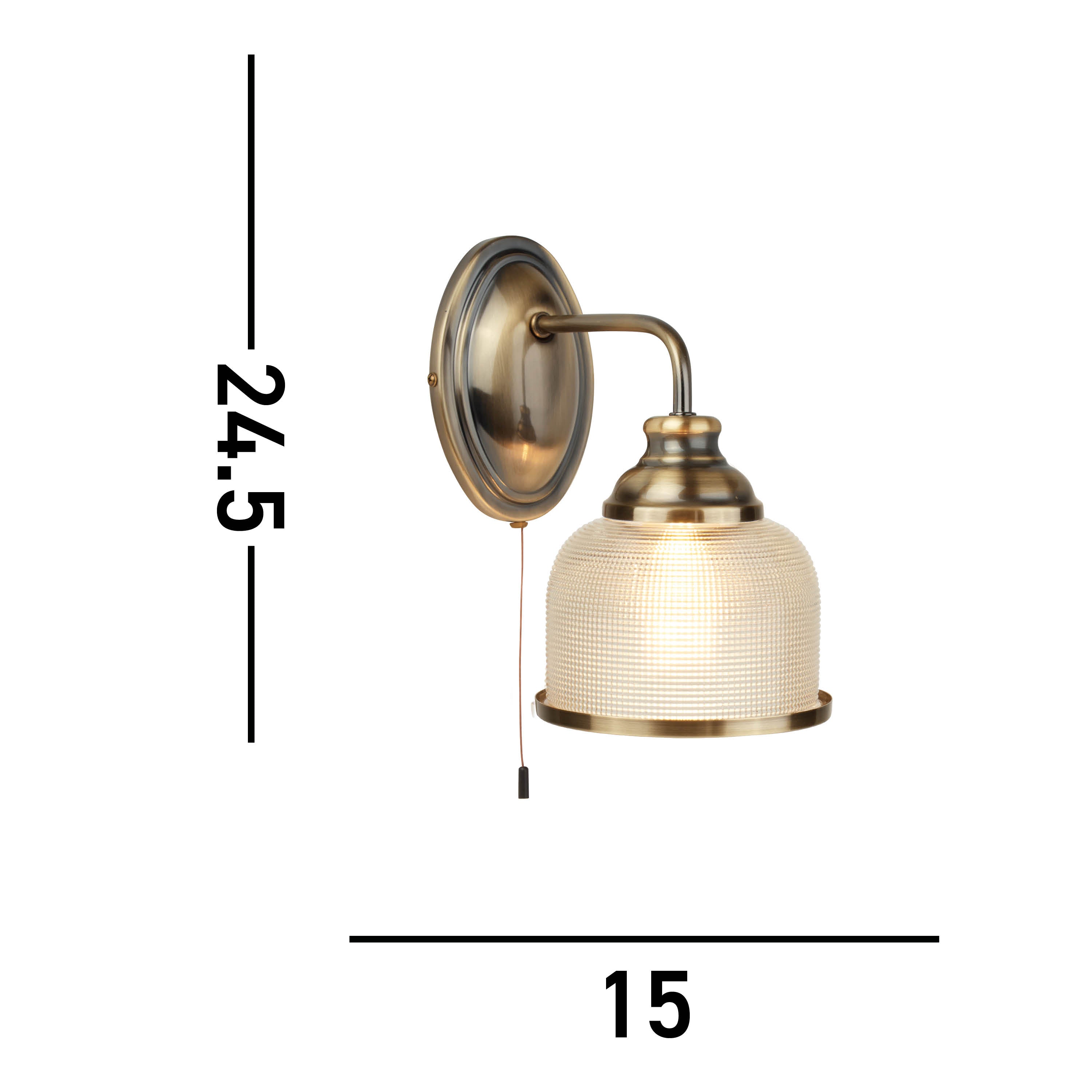 Searchlight Beech II Single Wall Bracket - Antique Brass & Holophane Glass