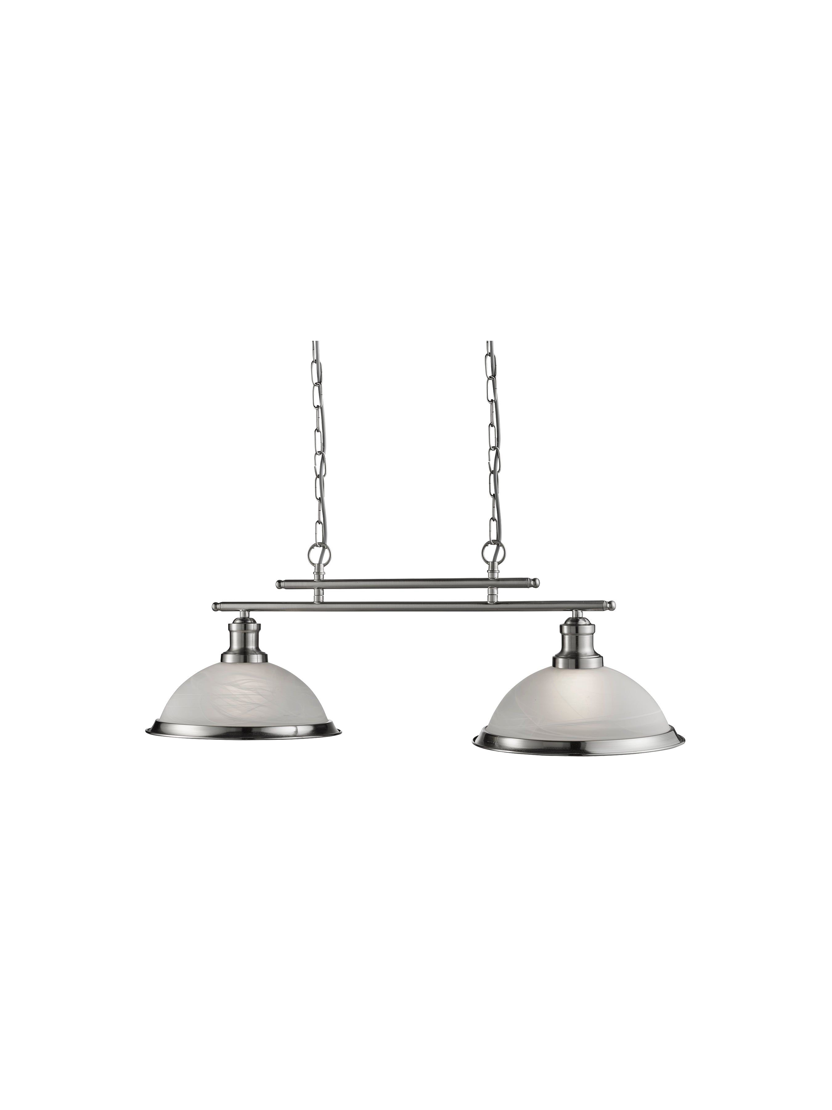Searchlight Beech 2 Light Bar Pendant - Satin Silver & Glass