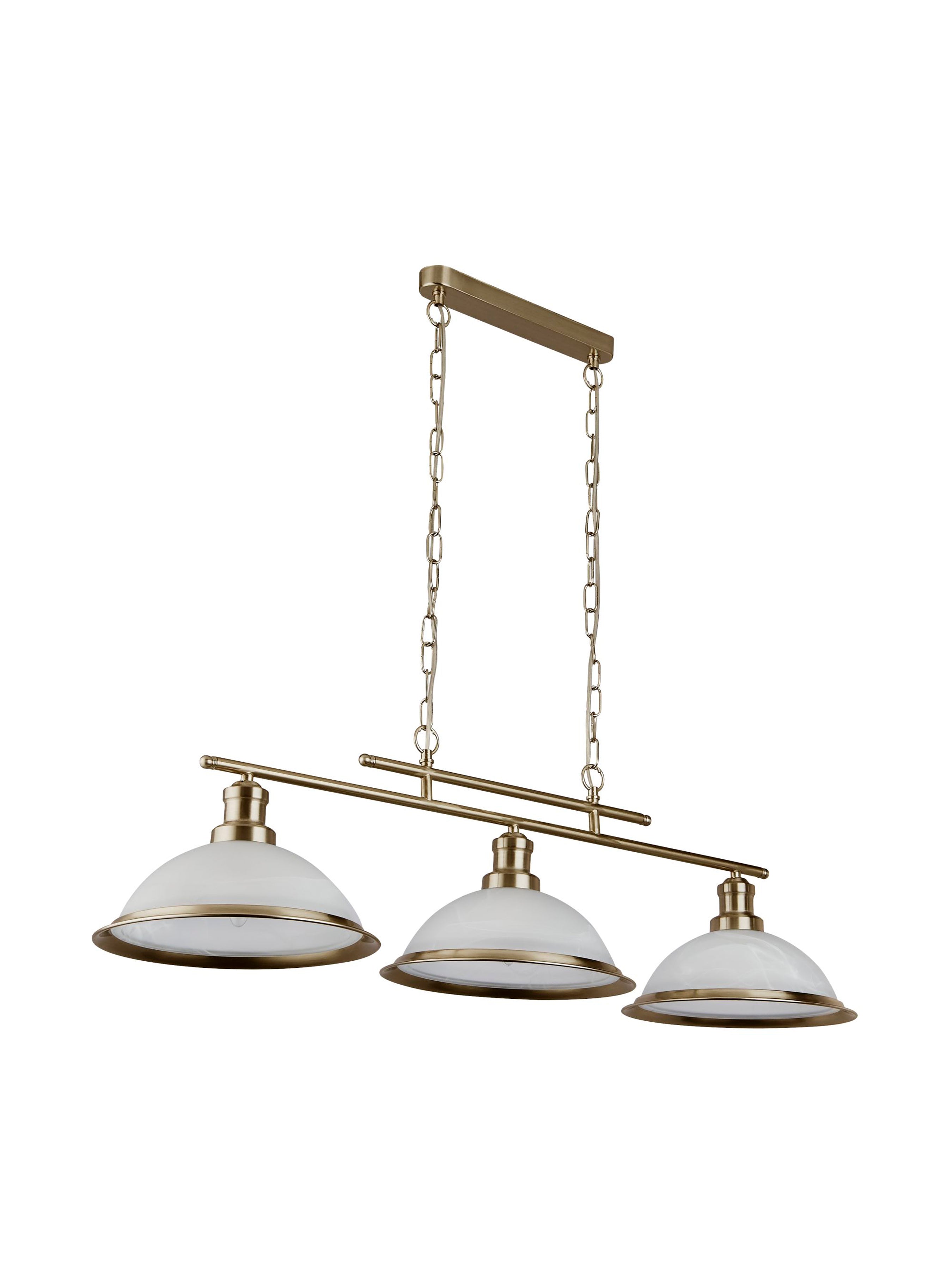Searchlight Beech 3 Light Ceiling Bar - Antique Brass & Marble Glass