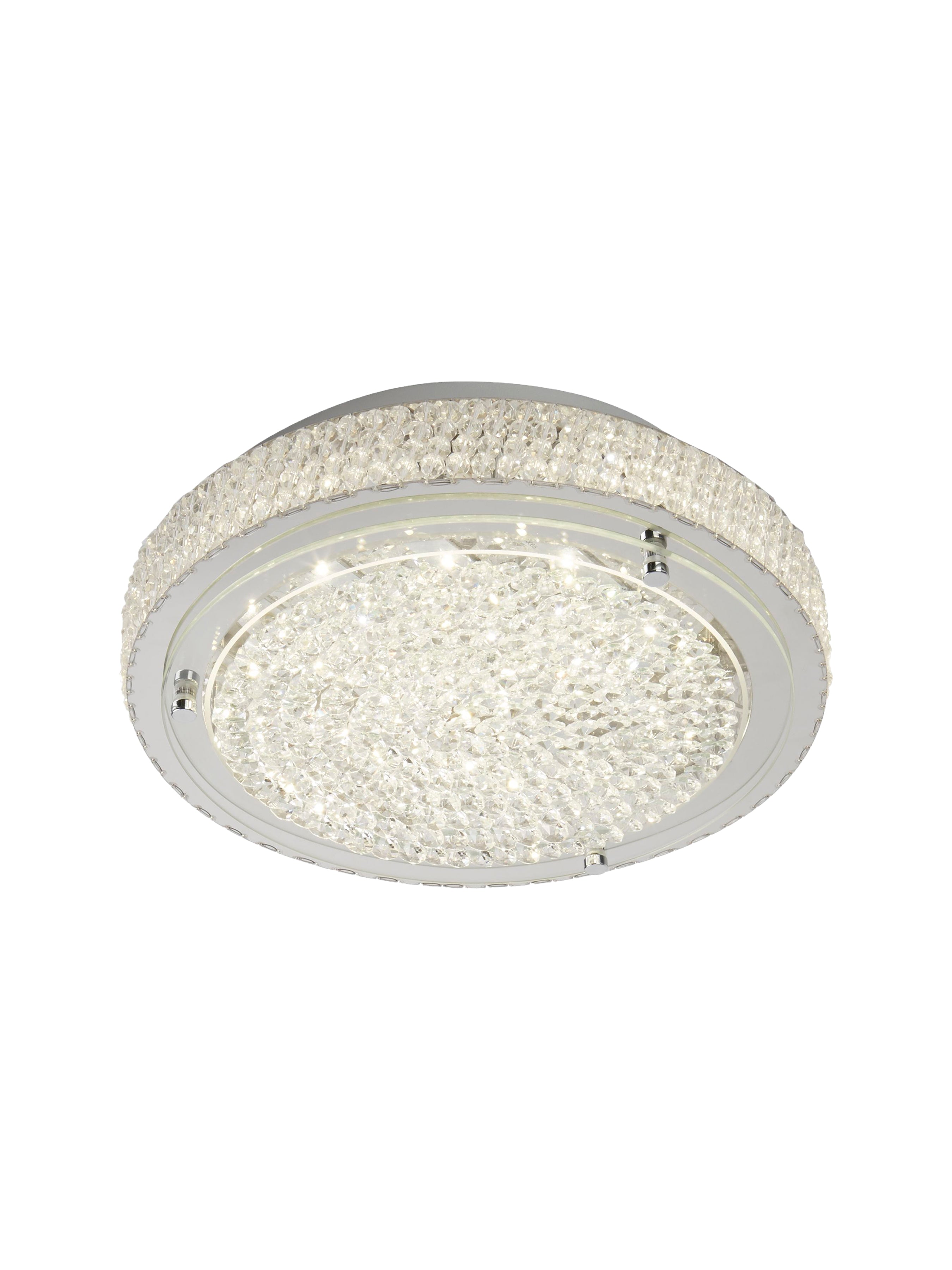 Searchlight Viola Chrome Glass LED Flush Light With Crystal Centre Decoration