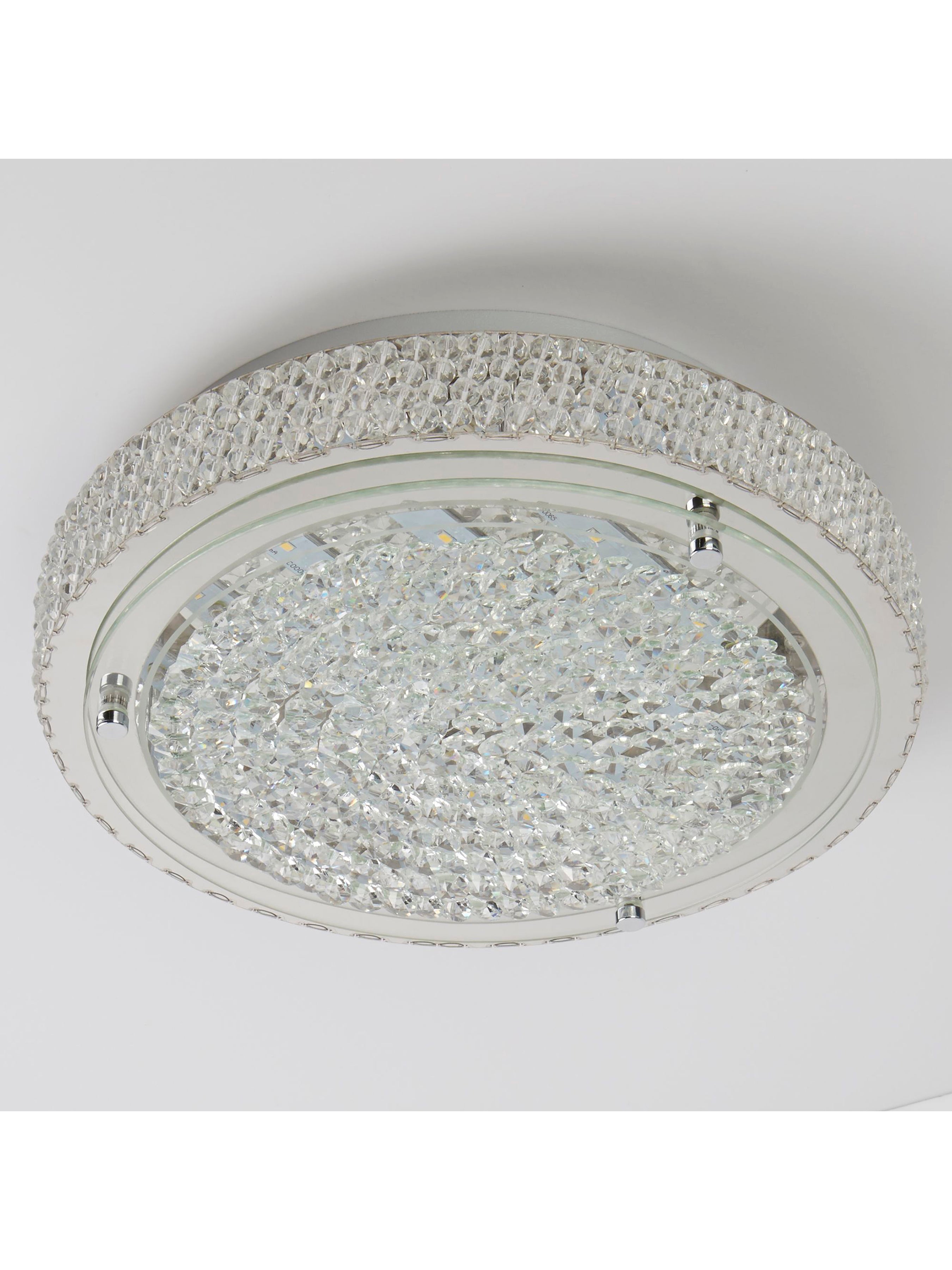 Searchlight Viola Chrome Glass LED Flush Light With Crystal Centre Decoration