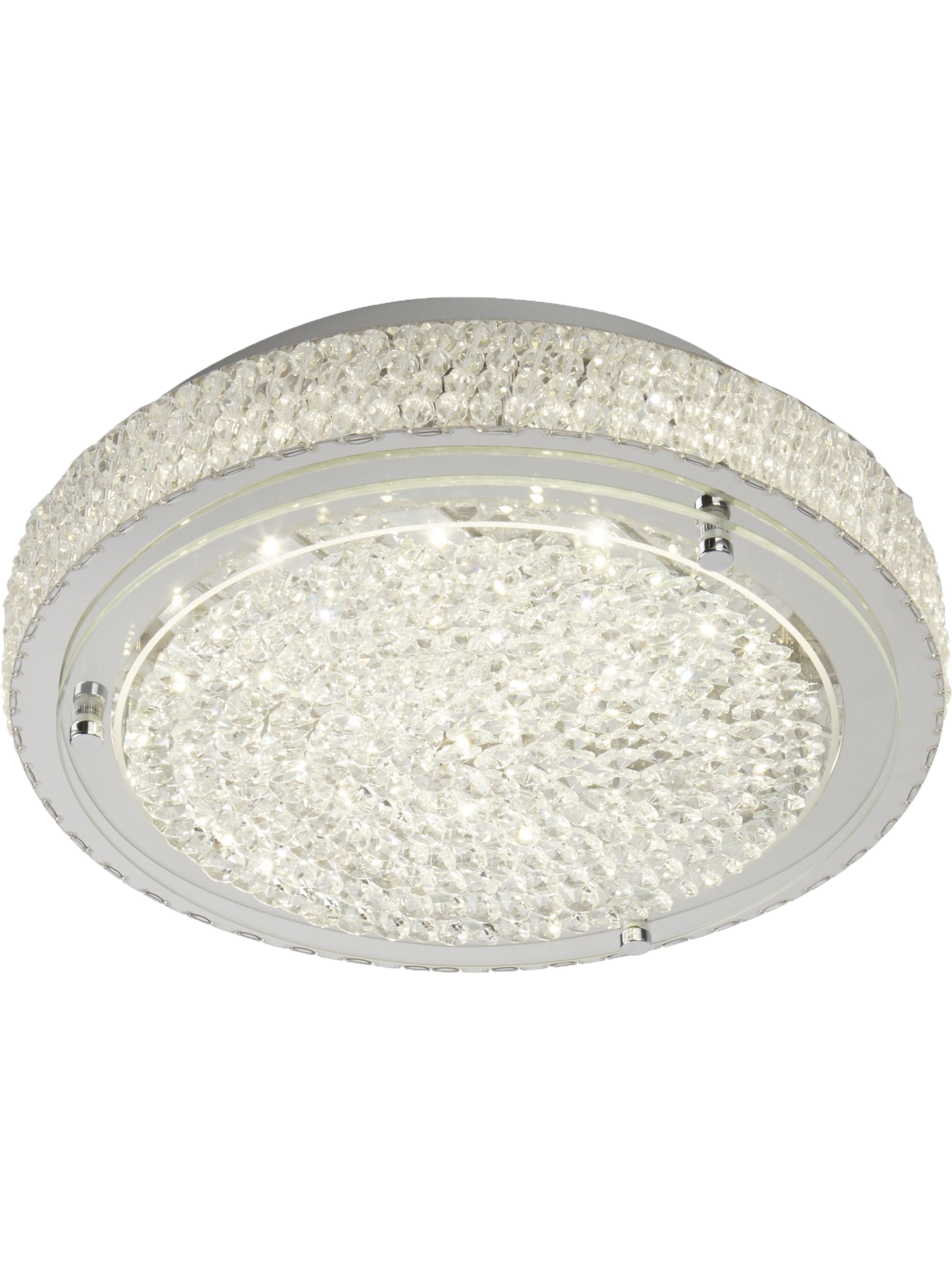 Searchlight Viola LED Ceiling Flush (Diameter 40cm), Chrome, Clear Crystal Centre Deco