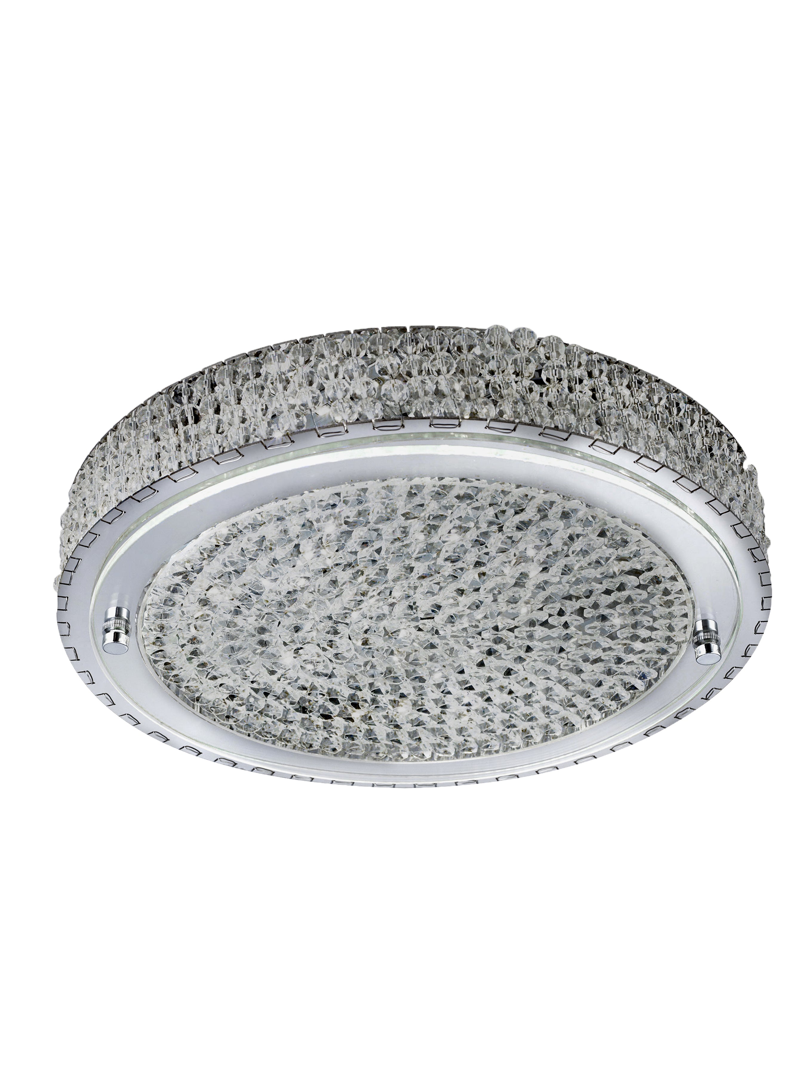 Searchlight Viola LED Ceiling Flush (Diameter 40cm), Chrome, Clear Crystal Centre Deco