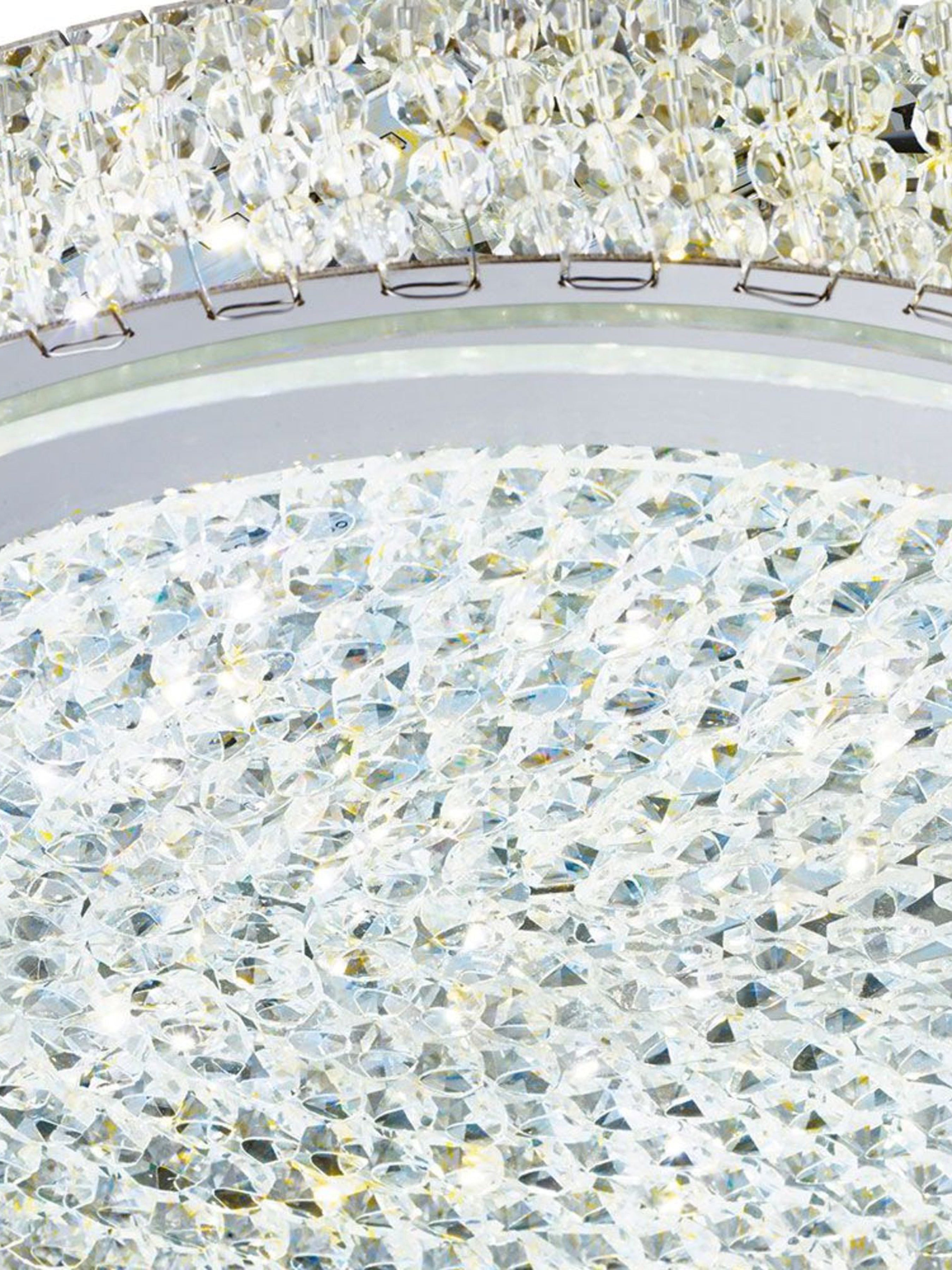 Searchlight Viola LED Ceiling Flush (Diameter 40cm), Chrome, Clear Crystal Centre Deco