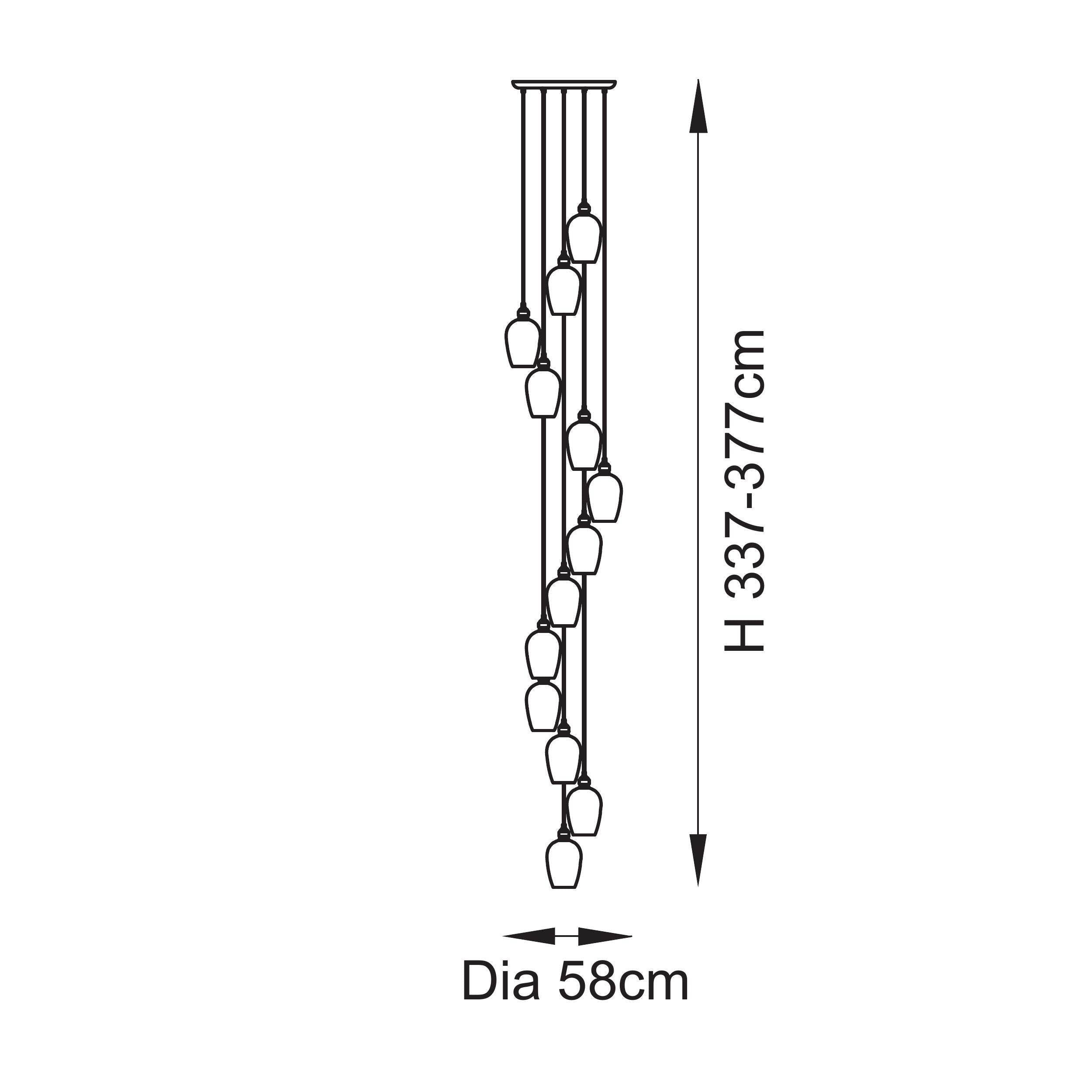 Utopia Finesse 13 Light Cascade Ceiling Pendant - Antique Brass & Clear Glass