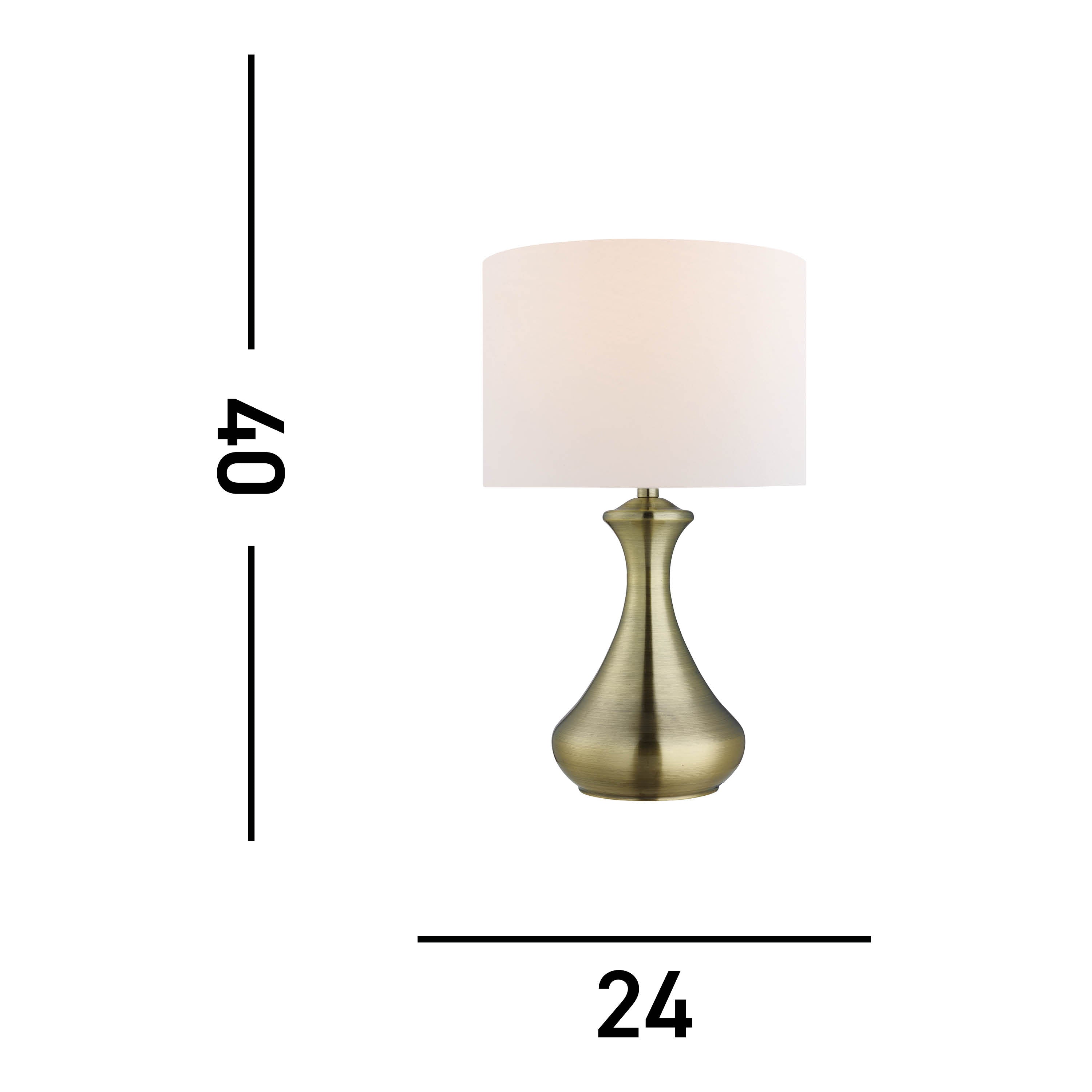 Searchlight Touch Lamp - Antique Brass & Cream Shade