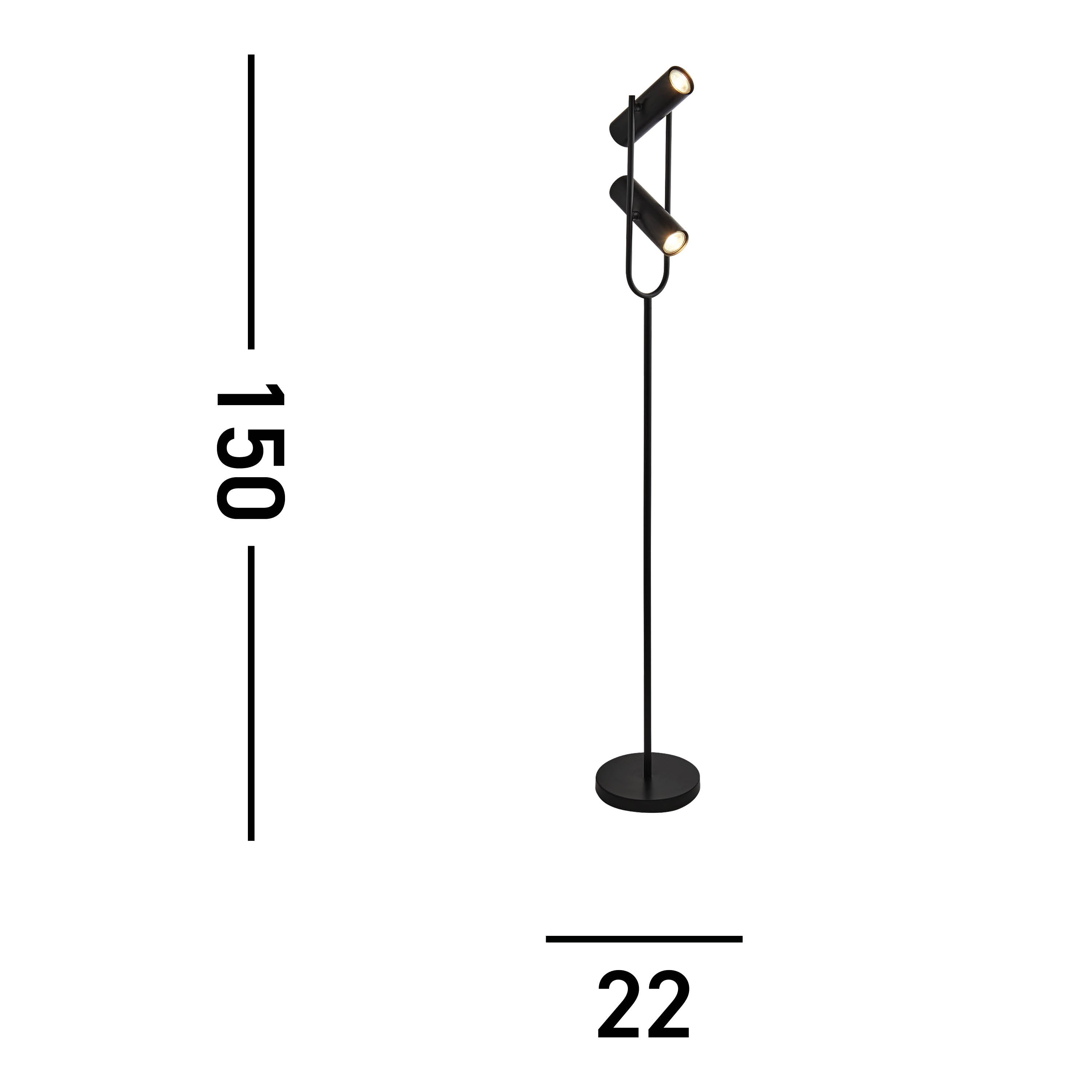 Searchlight Tabley 2 Light Cylinder Shade Floor Lamp, Matt Black