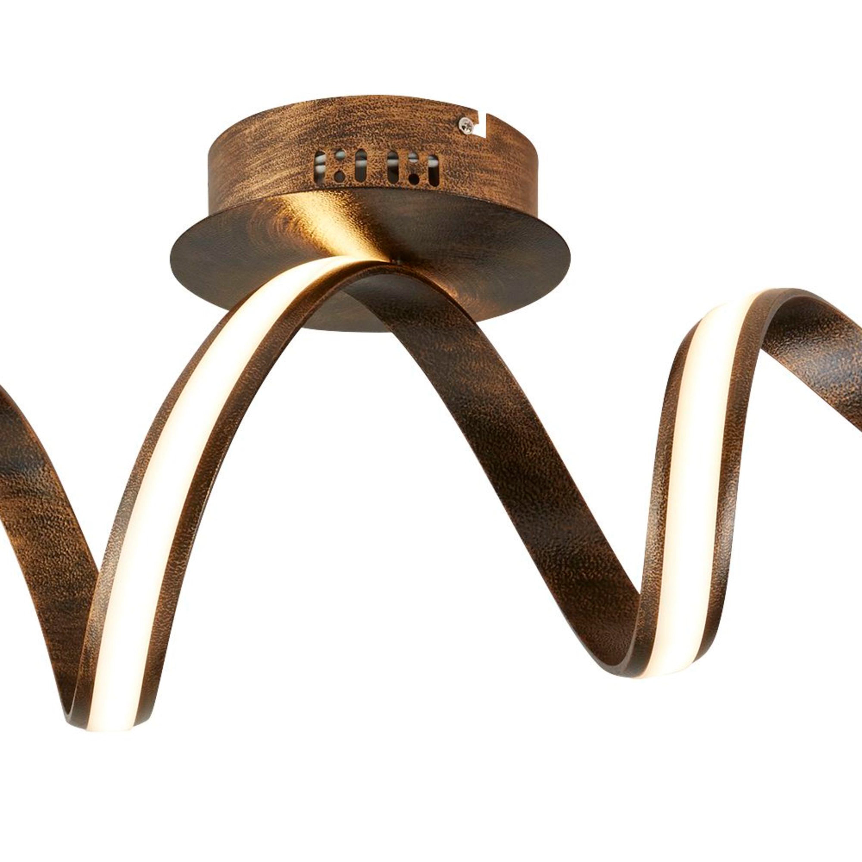Searchlight Randolph LED Twist Ceiling Flush Fitting, Rustic Black/Gold