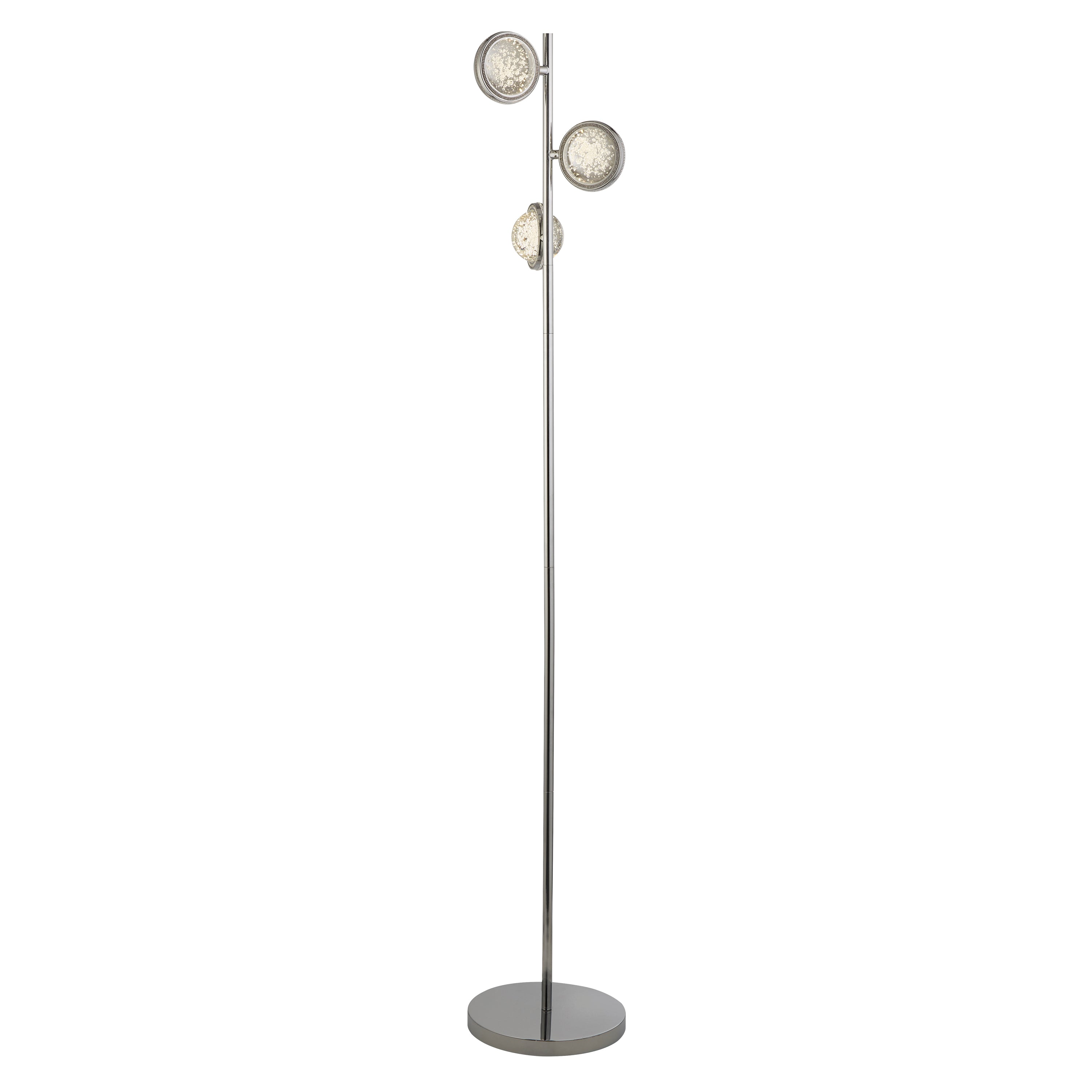 Searchlight Queensland 3 Light Floor Lamp - Chrome & Bubble Glass