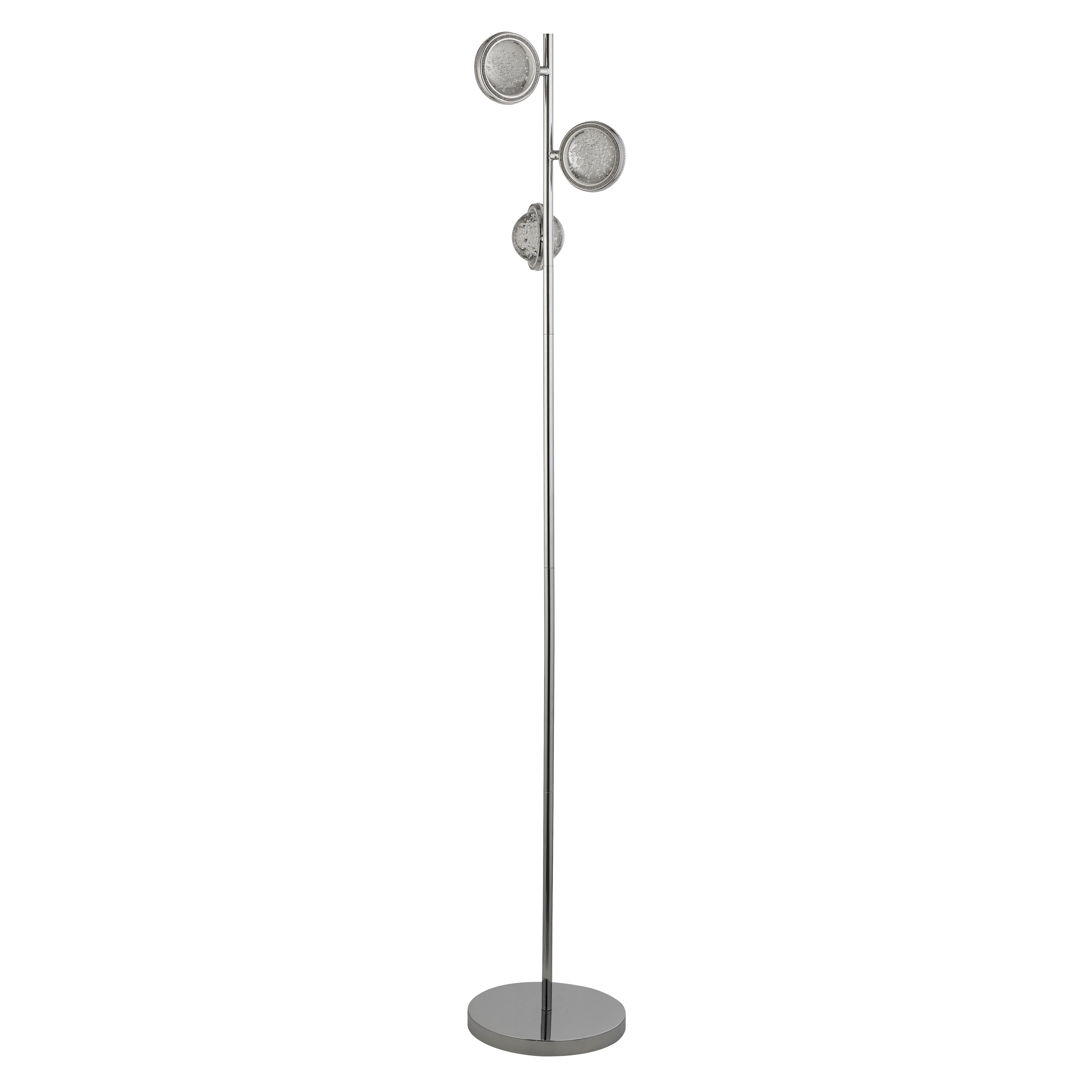 Searchlight Queensland 3 Light Floor Lamp - Chrome & Bubble Glass