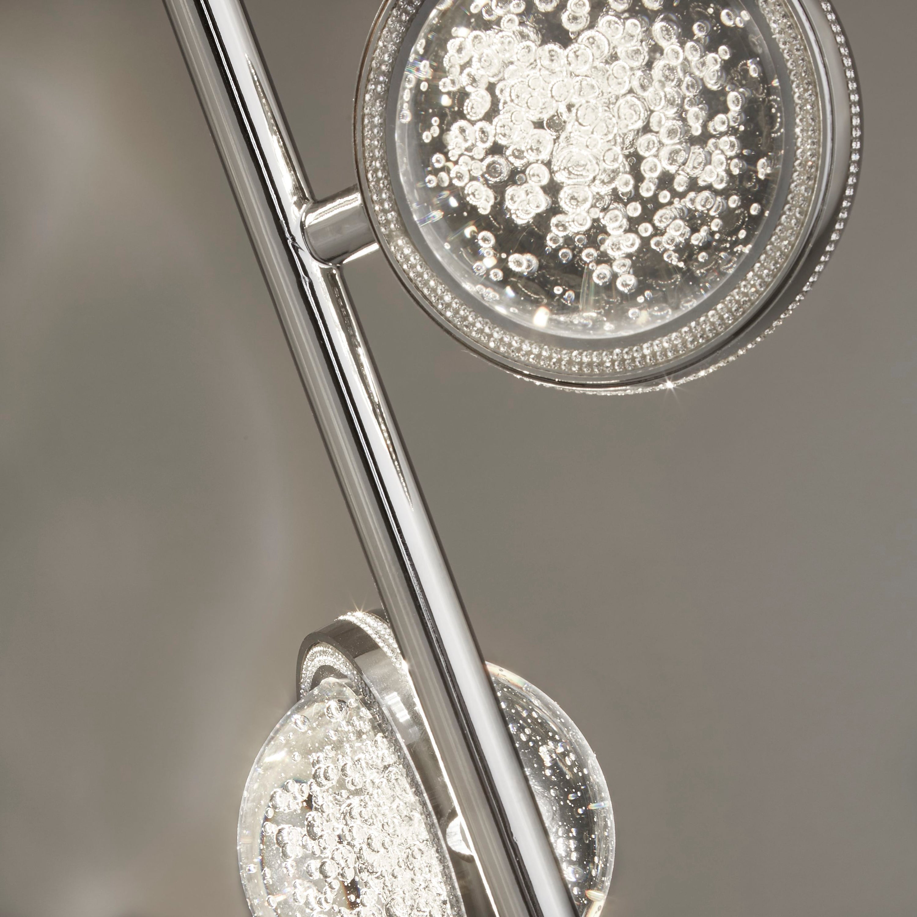 Searchlight Queensland 3 Light Floor Lamp - Chrome & Bubble Glass