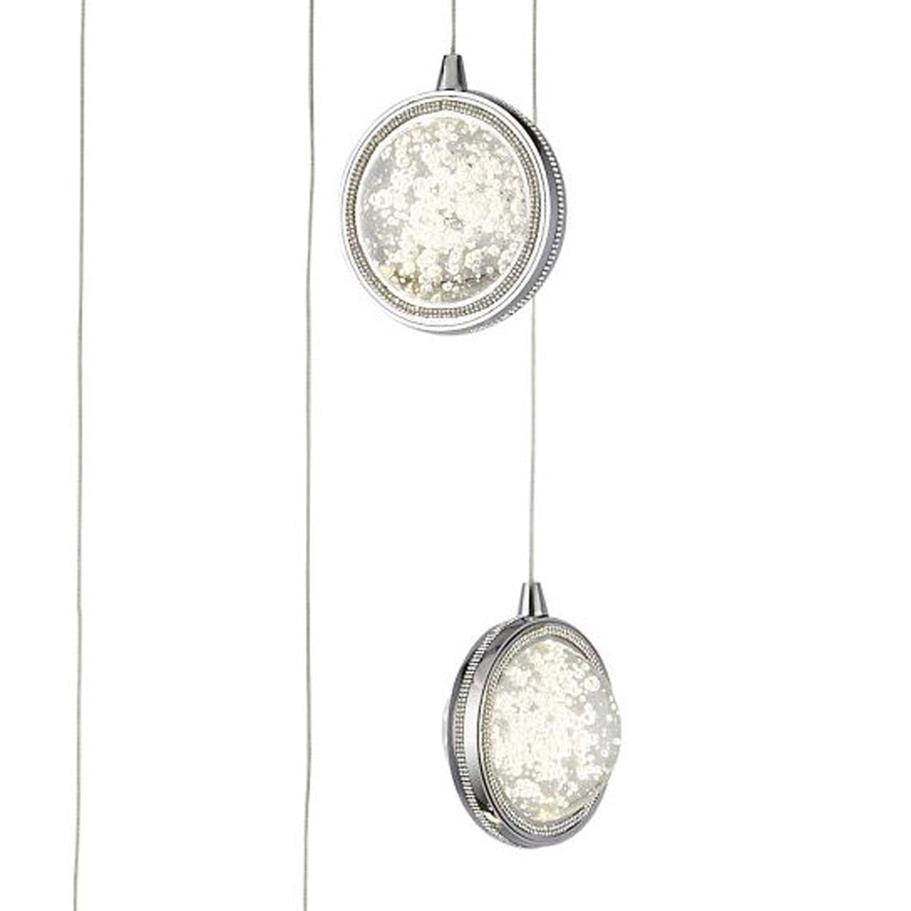 Searchlight Queensland 5 Light Ceiling Pendant - Chrome & Bubble Glass
