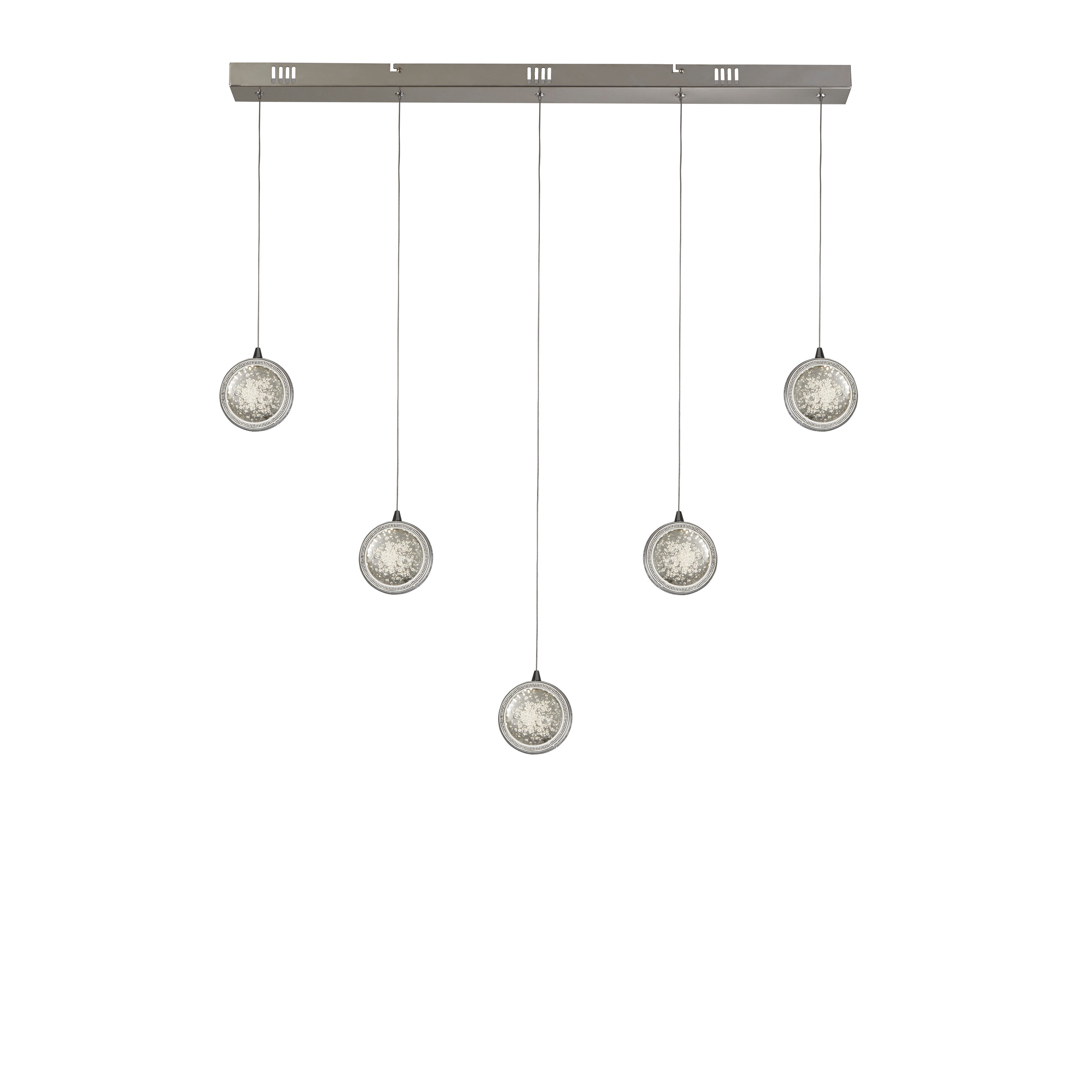 Searchlight Queensland 5 Light Bar Ceiling Pendant - Chrome & Bubble Glass
