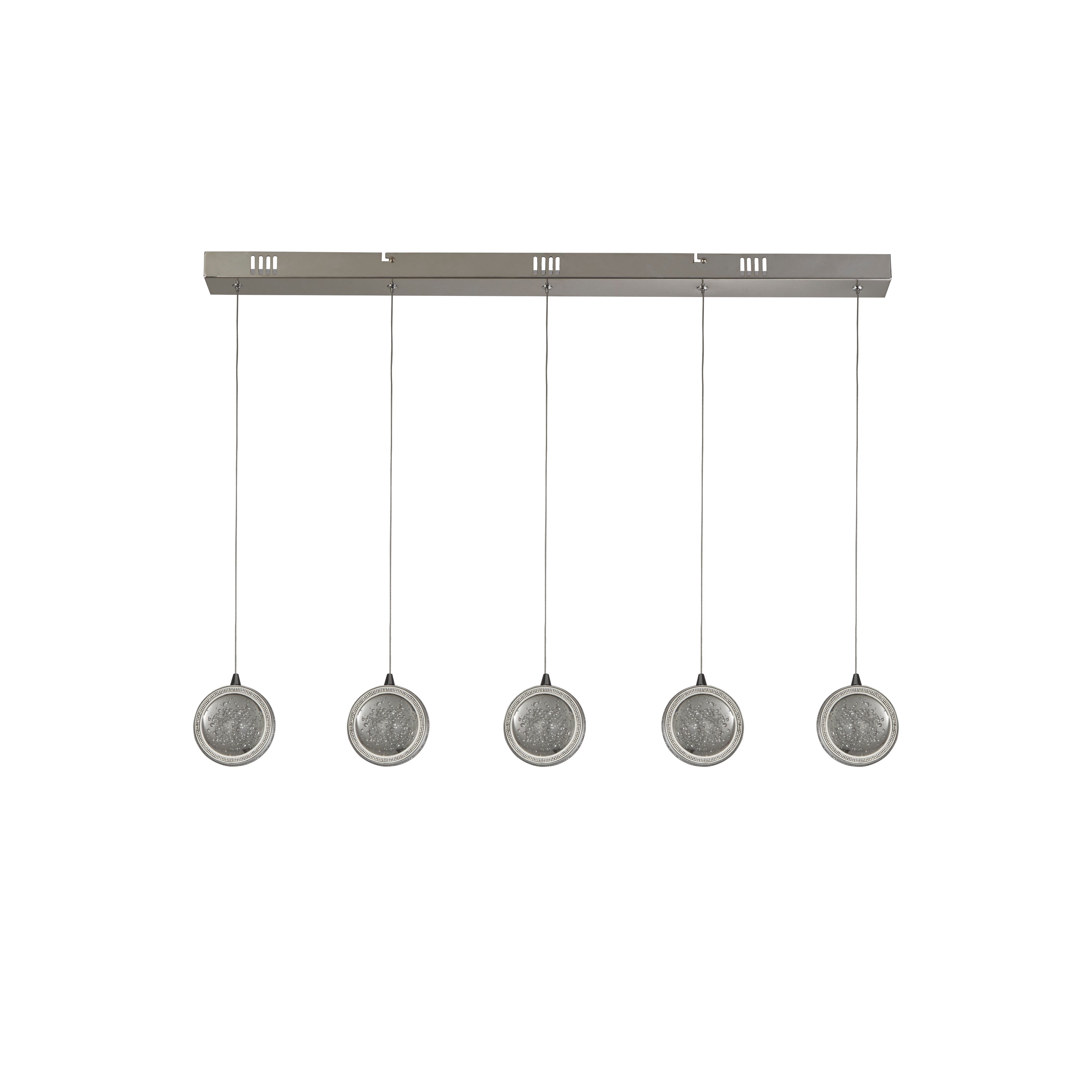 Searchlight Queensland 5 Light Bar Ceiling Pendant - Chrome & Bubble Glass